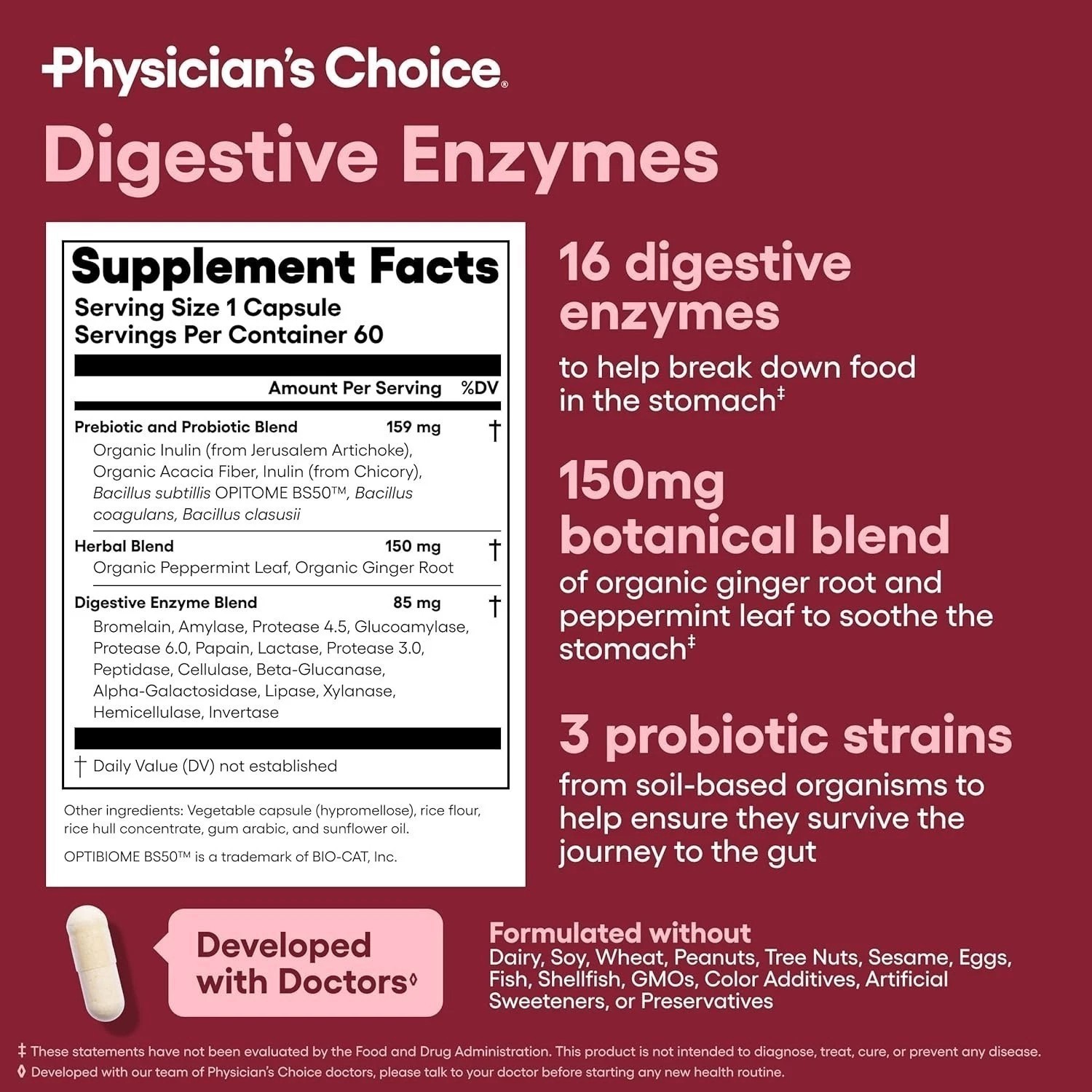 Choice 60 Digestive Probiotic & Billion Enzymes Digestive Health HOT Physician’s