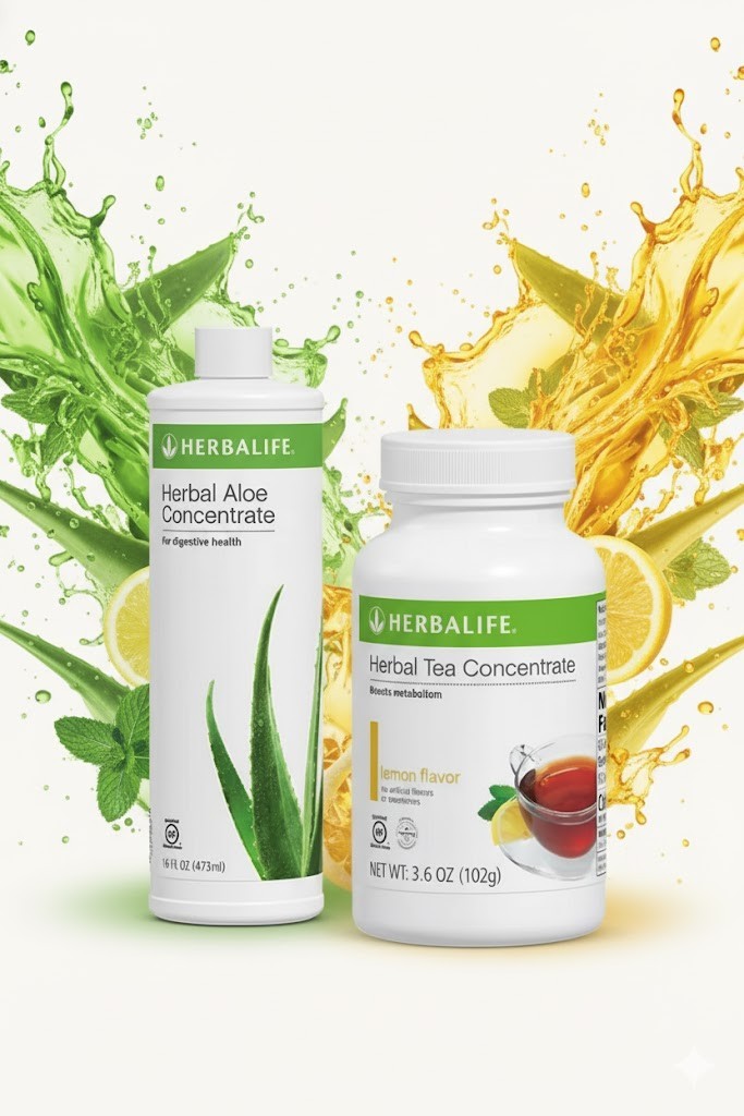 Herbalife Herbal Tea Concentrate Lemon Flavor 3.6 Oz& Original Aloe Pint Exp5/27