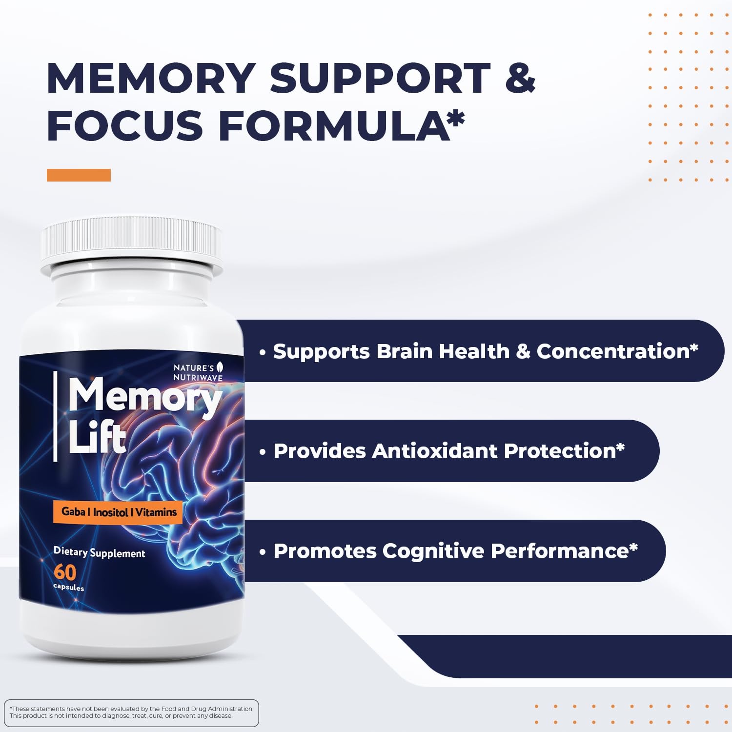 Memory Lift Capsules – Natural Daily Supplement with 60 Count (Pack of 3)