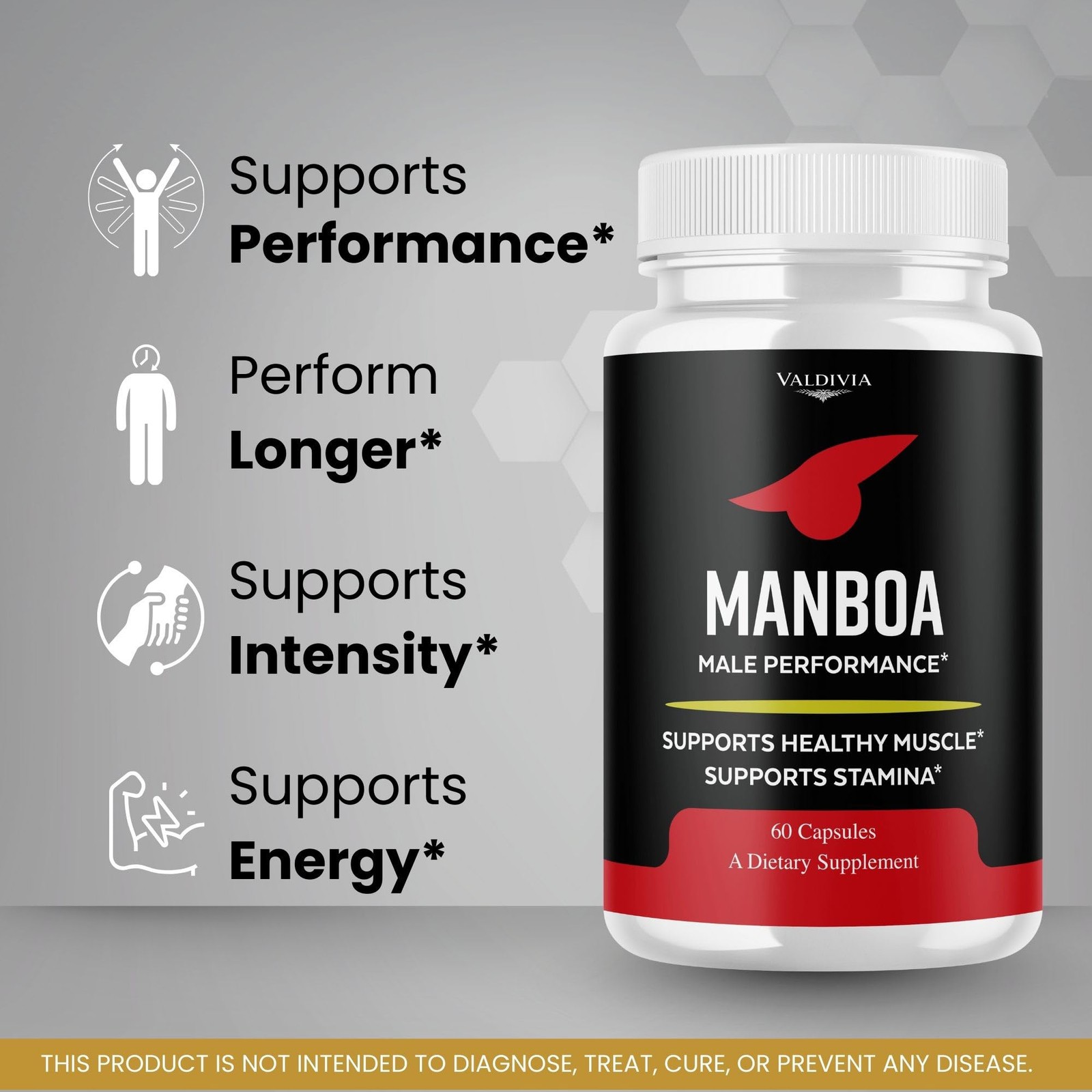 Manboa Men Daily Wellness Energy Support Supplement Capsules 1 Pack 60Ct