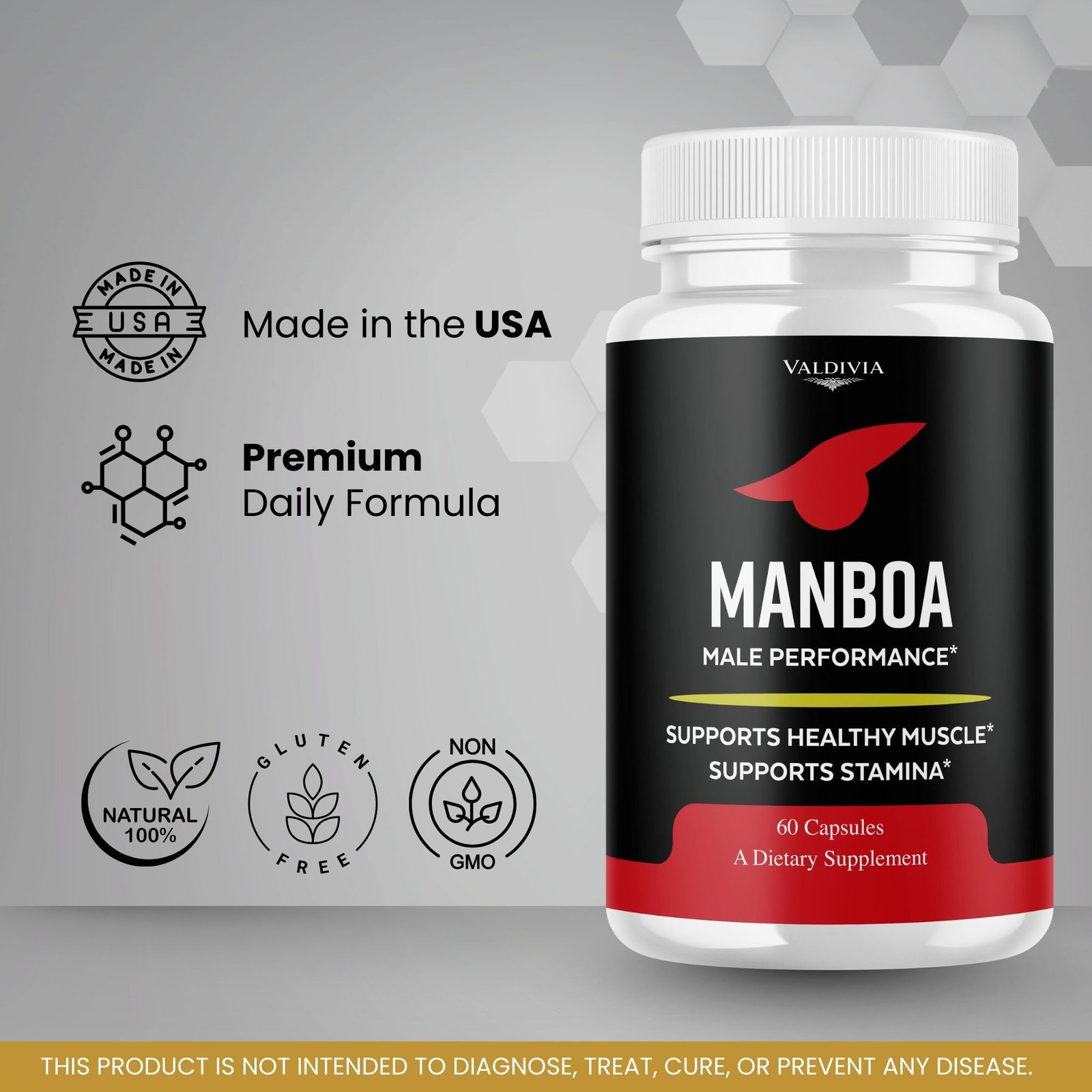Manboa Men Daily Wellness Energy Support Supplement Capsules 1 Pack 60Ct