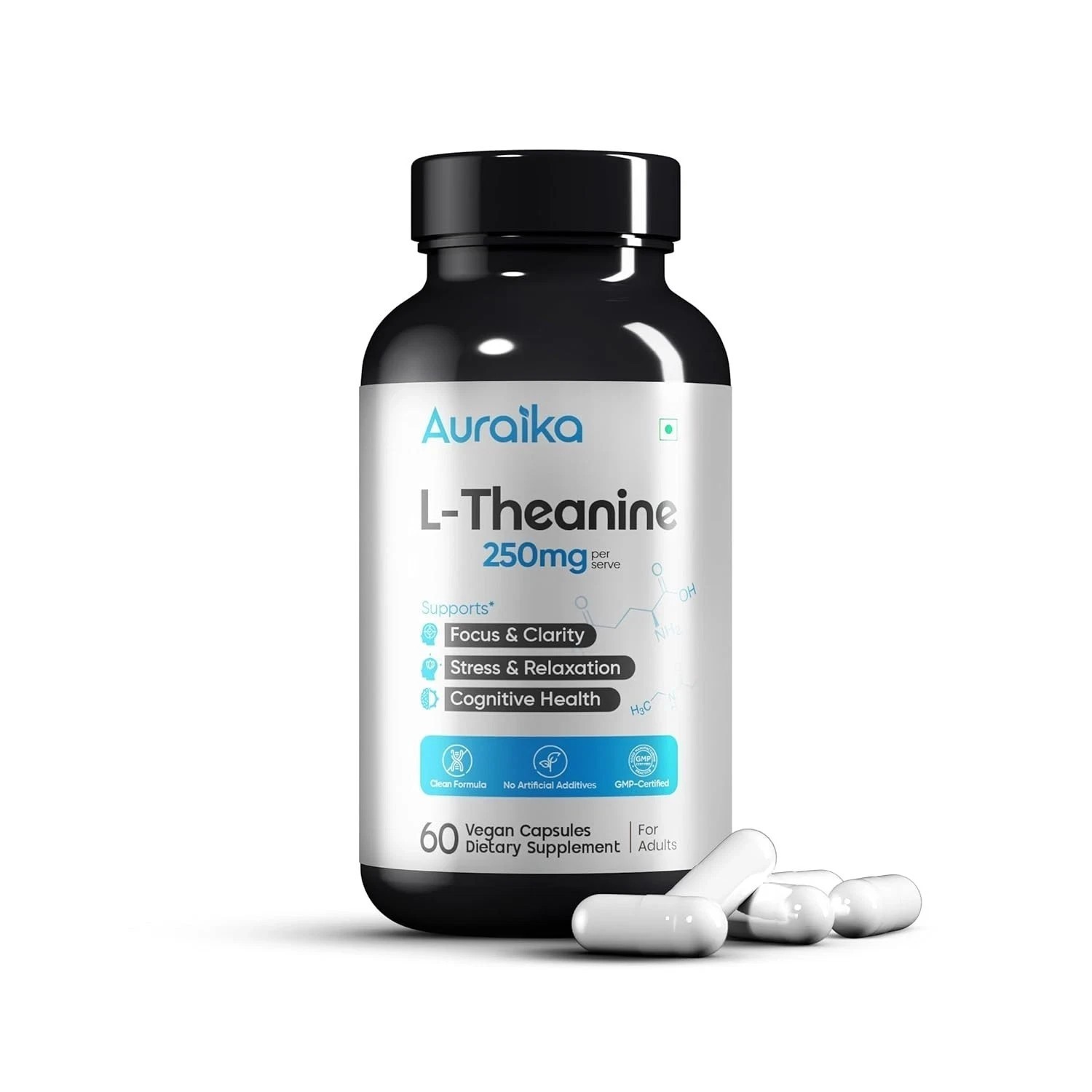 Auraika L Theanine Supplement 250mg – 60 Capsules G809