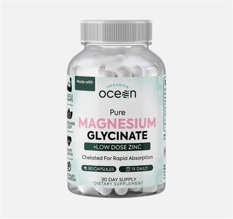 Organics Ocean Pure Magnesium Glycinate with Zinc – Strength Chelated- 90 Count