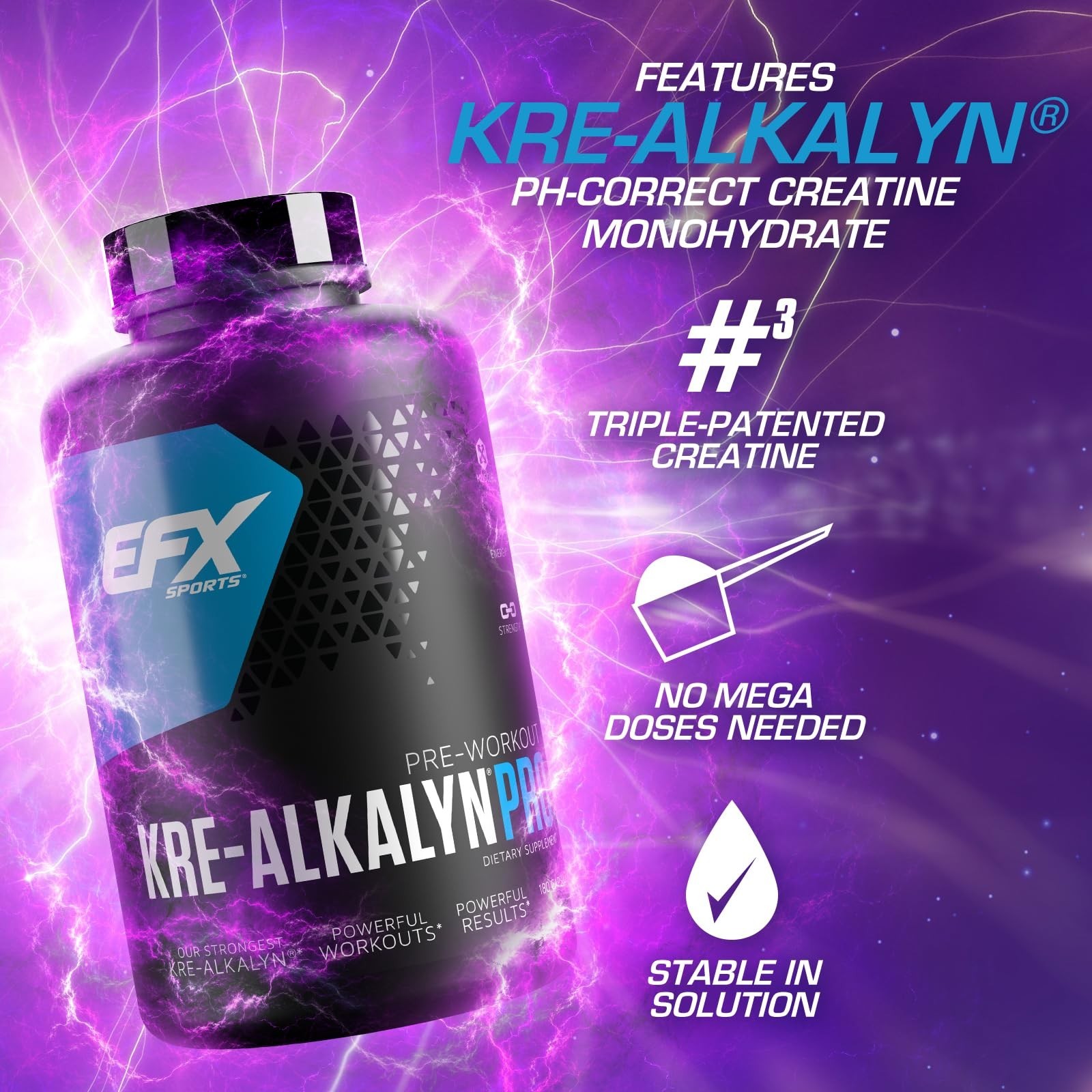 EFX Sports Kre-Alkalyn Pro 180 Count (Pack of 1)