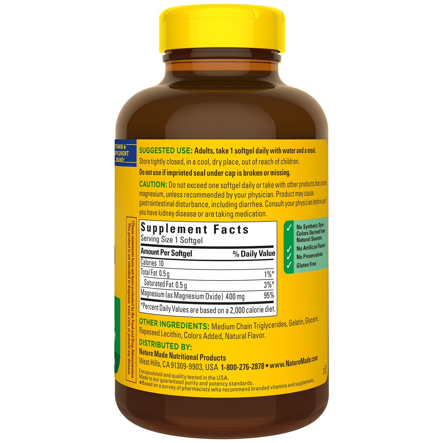 Nature Made Magnesium Oxide 400 mg Softgels 150 Count Extra Strength Supplement
