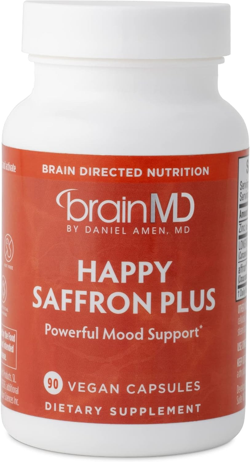 Dr Amen Happy Saffron plus – 90 Capsules – with Saffron Flower Extract, Curcumin
