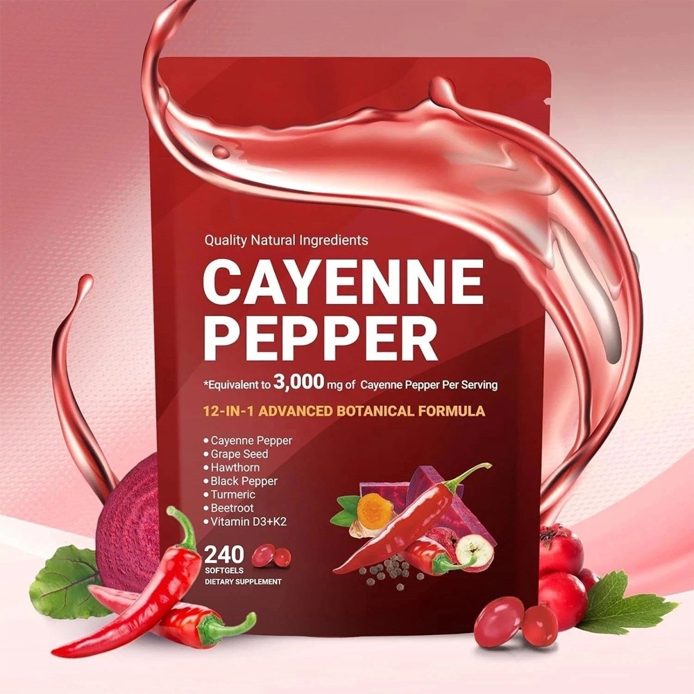 NEW Cayenne Pepper Softgels Supplement, Supports Leg VeinHeart and Blood Vessel