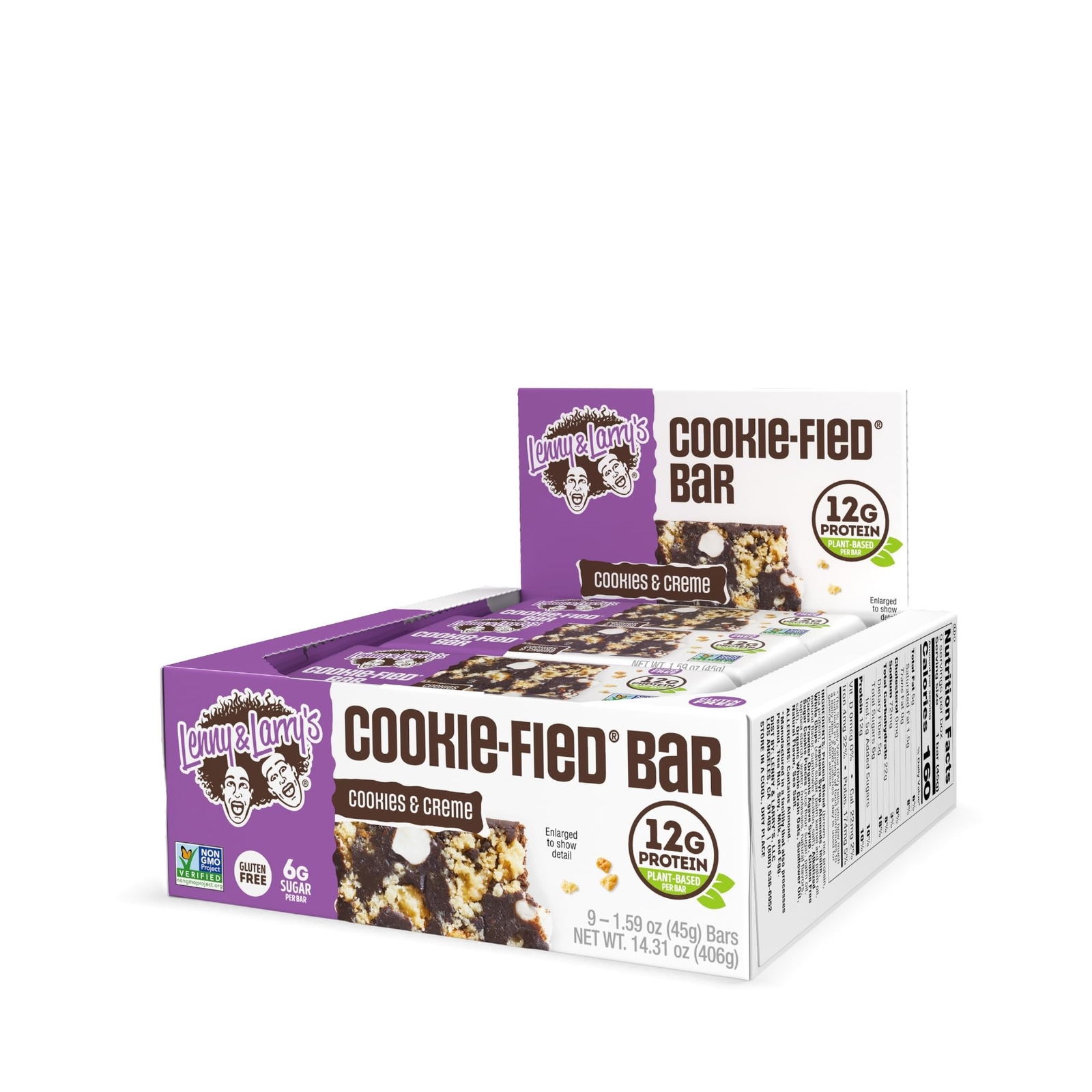 Lenny & Larry’s Cookie-fied Bar, Cookies & Creme, 45g – Plant-Based Protein B…