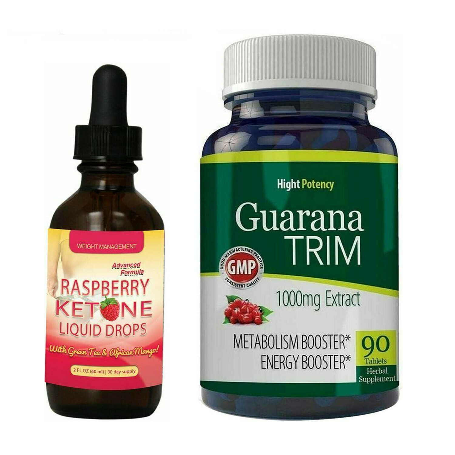 Raspberry Ketone Weight Management & Guarana Seed Metabolism Support Supplement