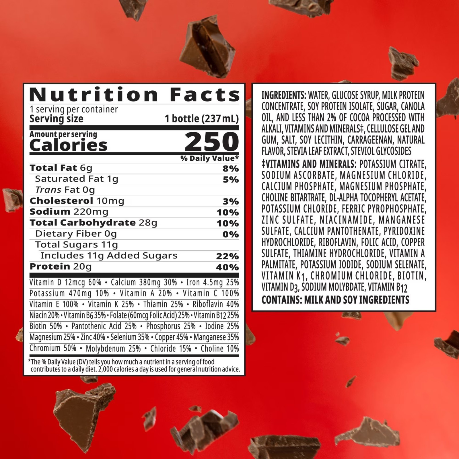 BOOST 20g High Protein Nutritional Drink Shakes, Rich Chocolate,8 fl oz, 24 Pack
