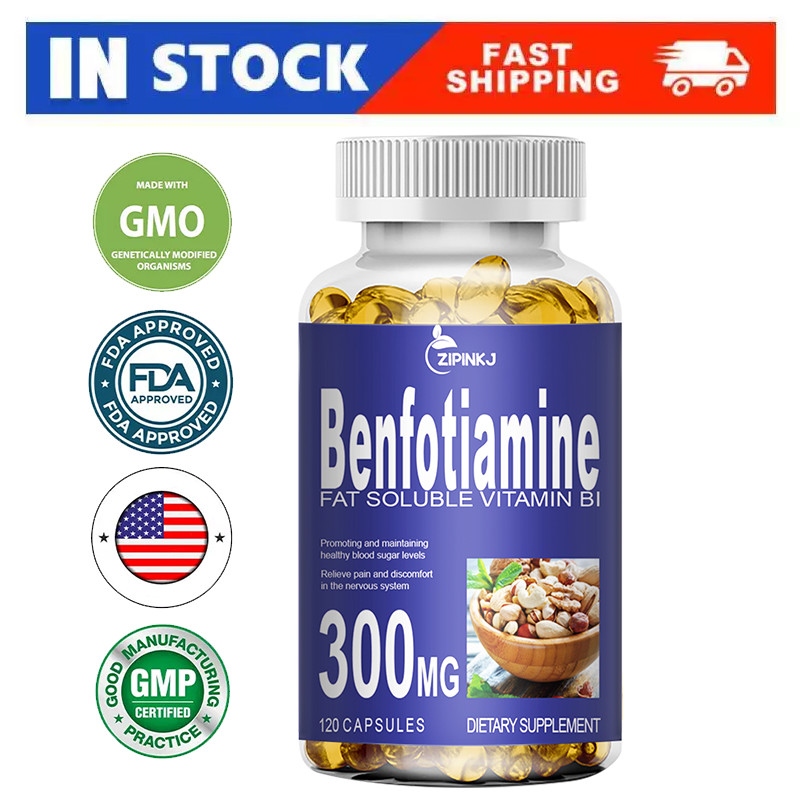 Benfotiamine 300mg, 120 Capsules – Gluten Free and Non-GMO