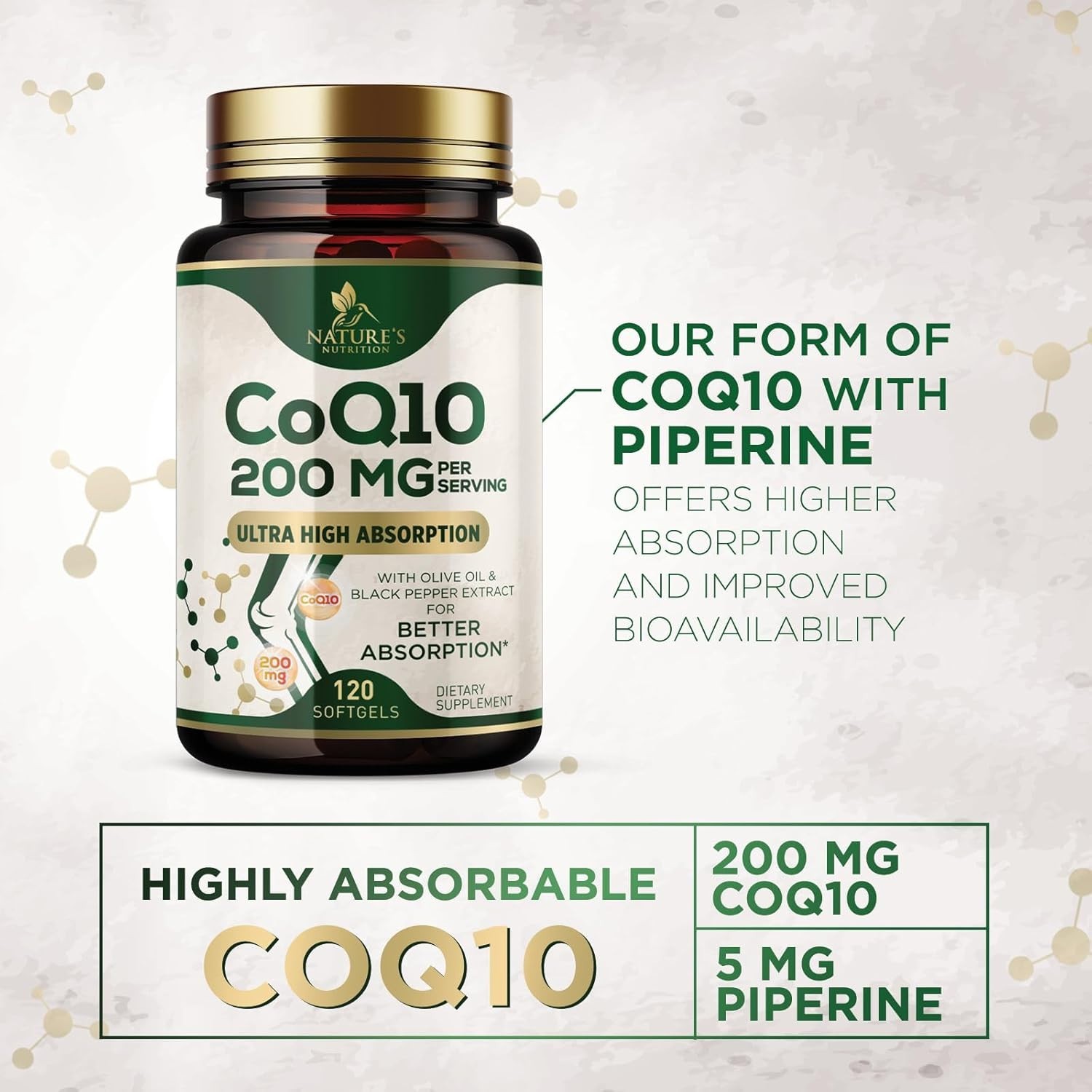 CoQ10 200mg Softgels – Coenzyme Q10 Heart Health Support Antioxidant Supplement