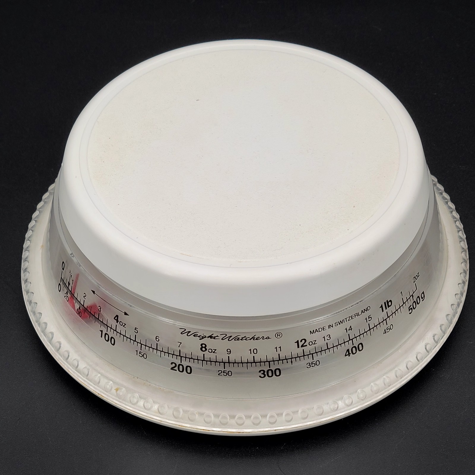 1990 Vintage Weight Watchers Round Food Scale Switzerland Works Clean