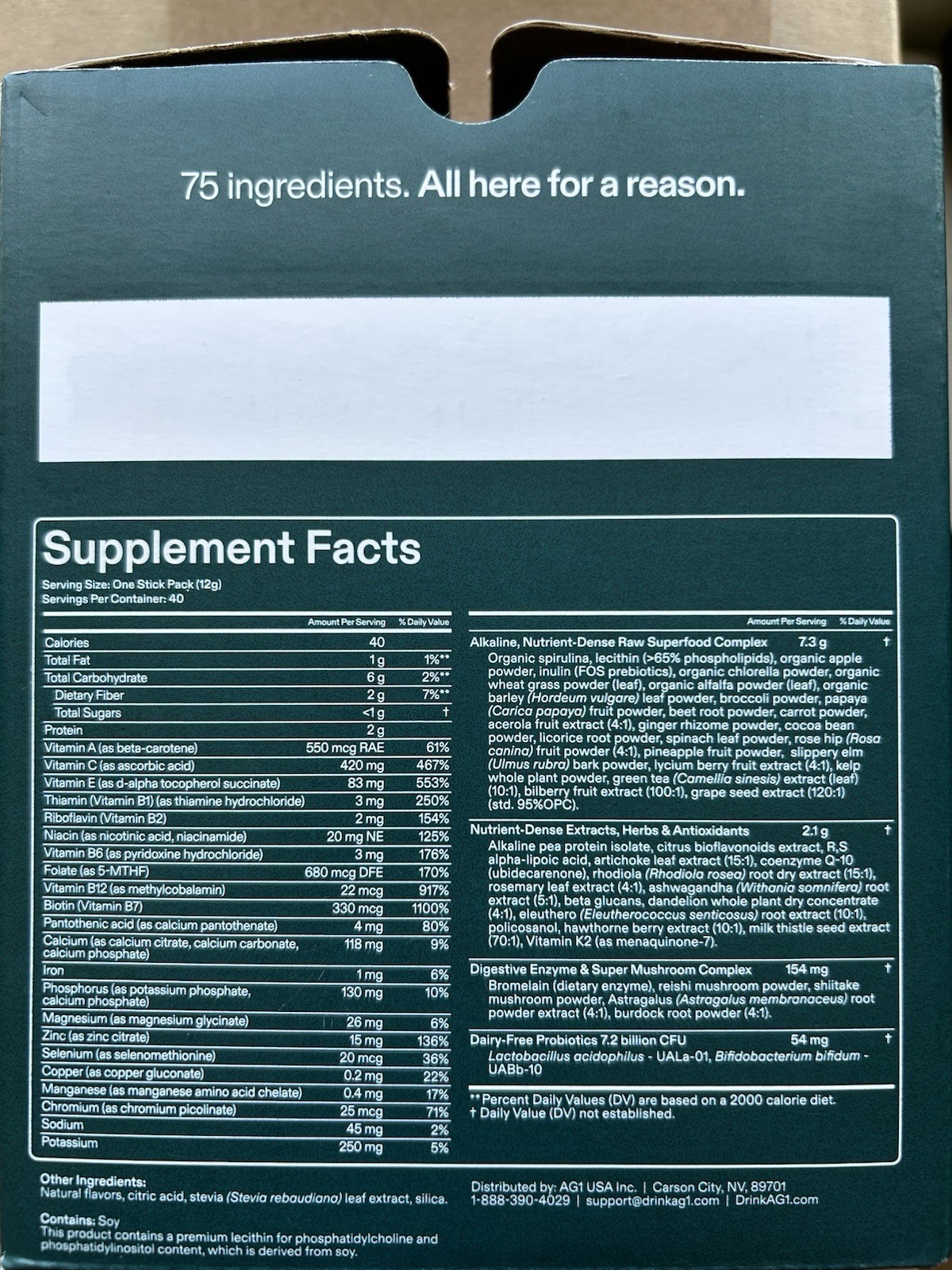 60 Pack AG1 Daily Foundational Nutrition – Whole Food Dietary Supplement