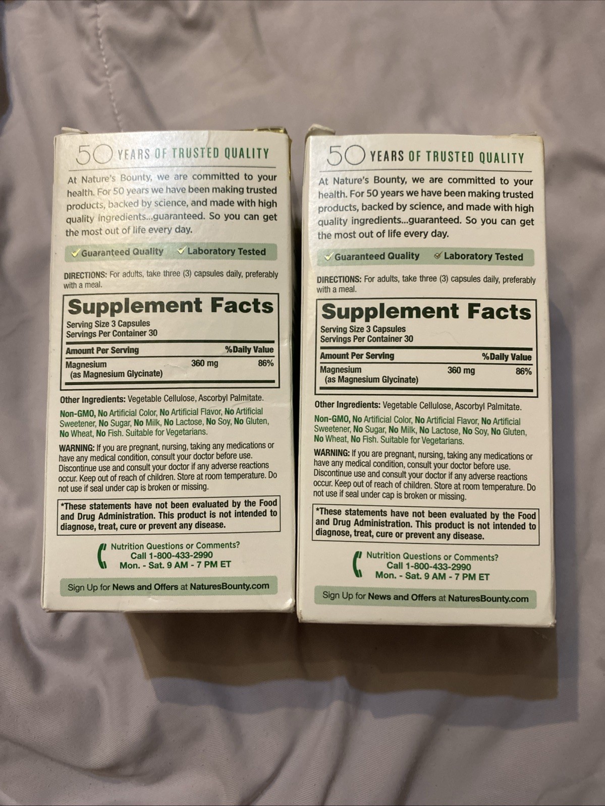 Natures Bounty 360mg Advanced MAGNESIUM GLYCINATE 180 Total BB 3/2028 And 5/2028