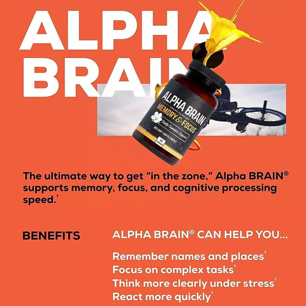 2PCS Alpha Brain Memory And Focus 60 Capsules Formula For Men & Women