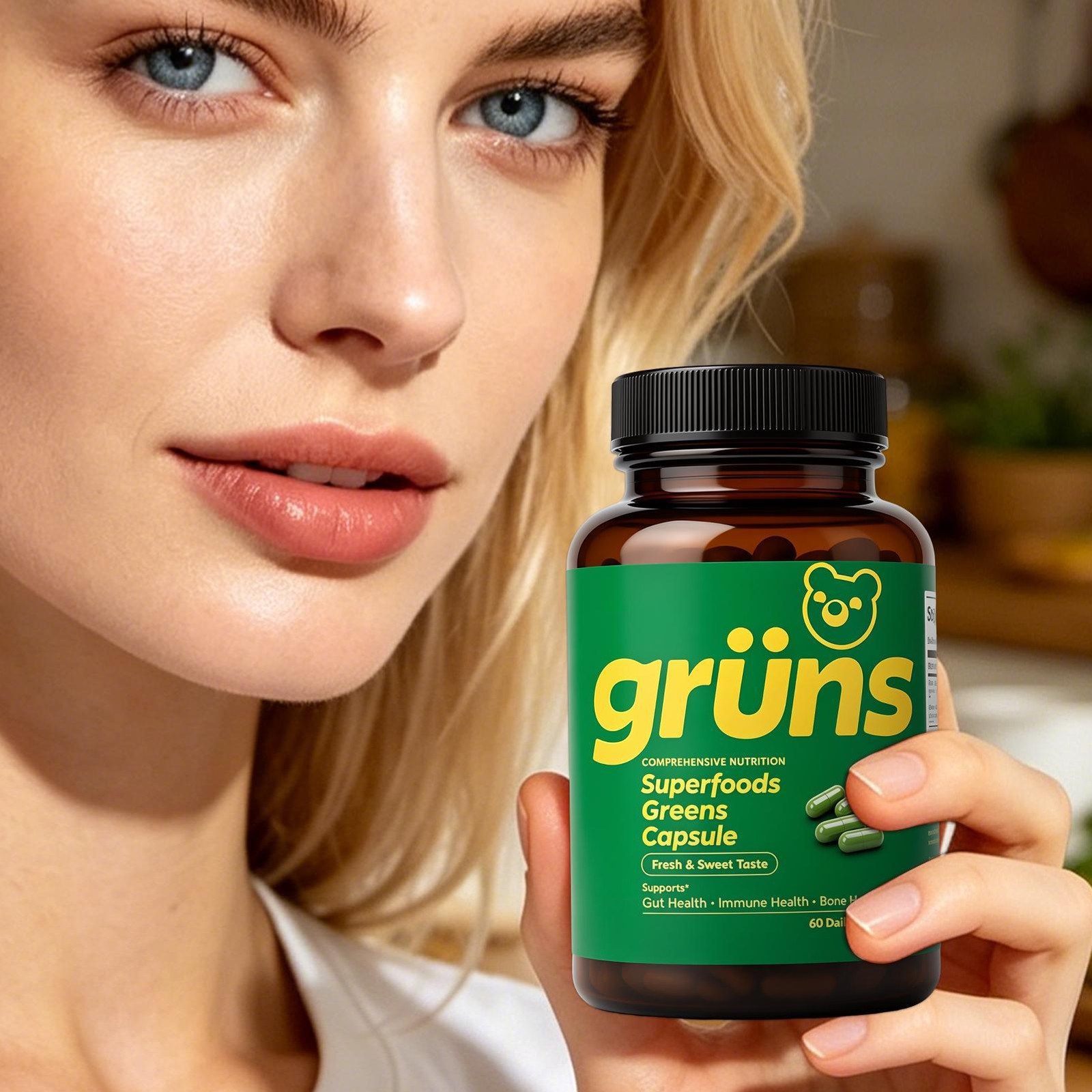 Gruns Superfoods Green Capsule 60 Count Dietary Health Supplements
