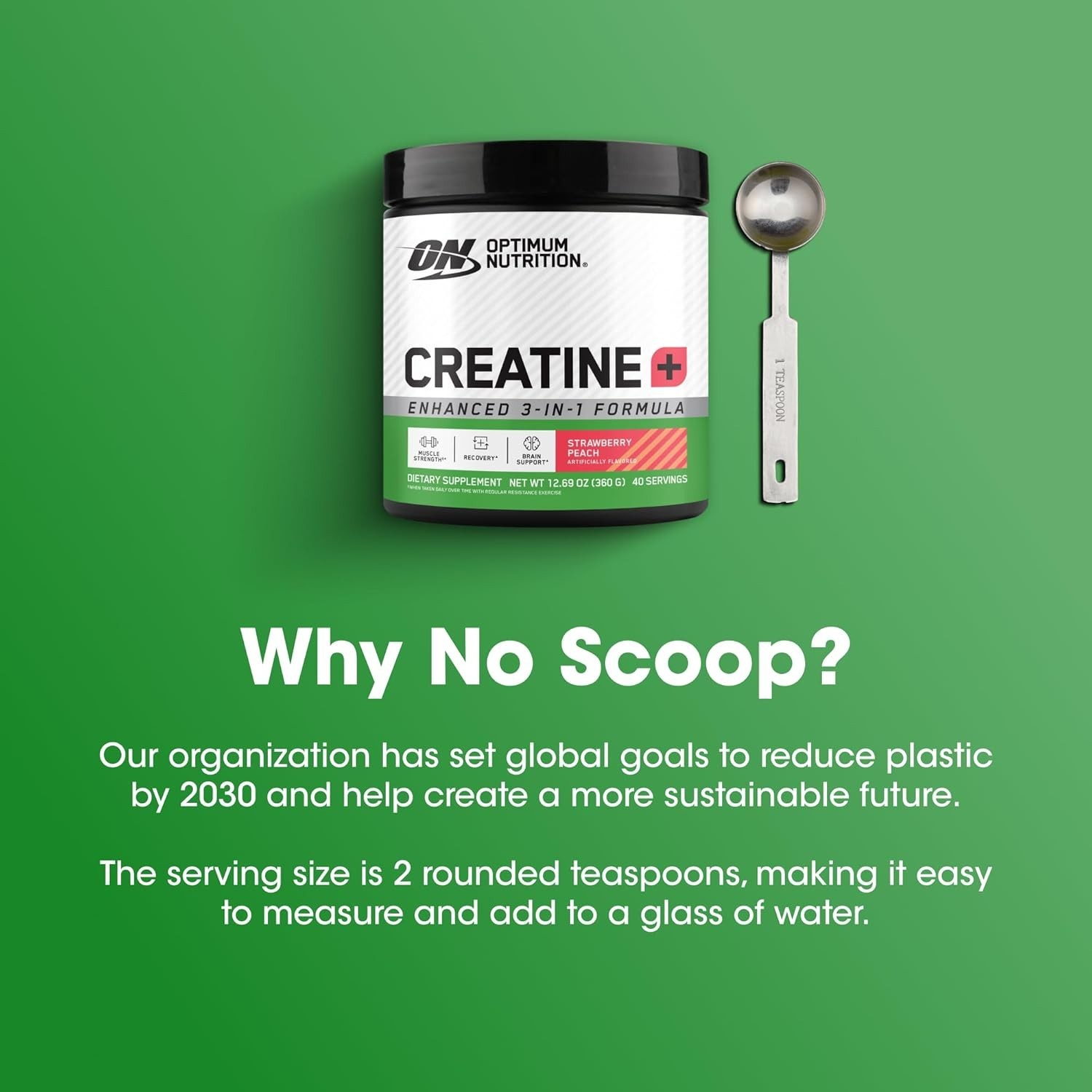 Creatine Monohydrate Plus Powder – Strawberry Peach, 40 Servings for Strength