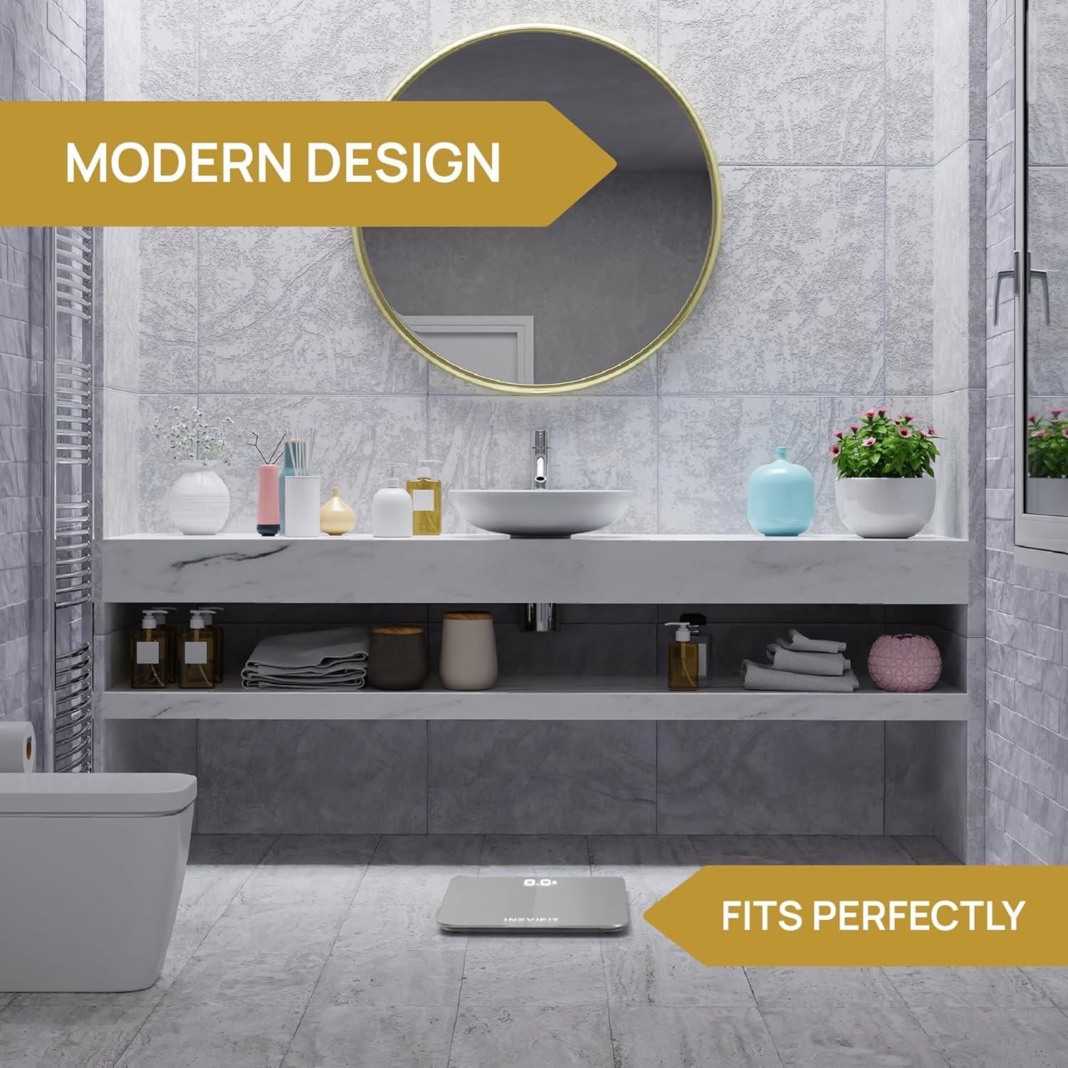 Premium Bathroom Scale, Highly Accurate Digital Bathroom Body Scale, Measures We