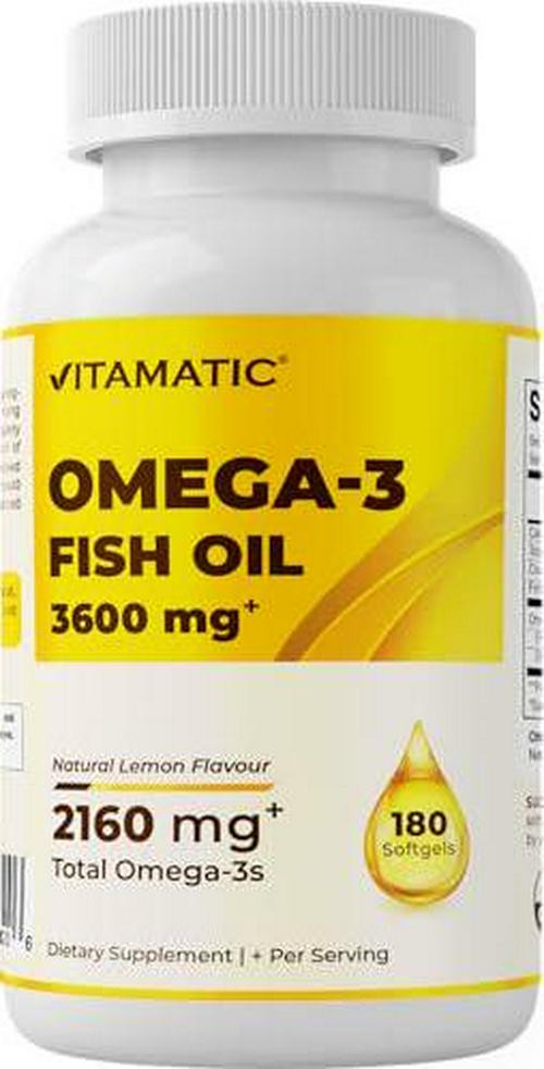 Vitamatic Triple Strength Omega 3 Fish Oil 3600mg Per Serving, 2160mg Omega 3 +