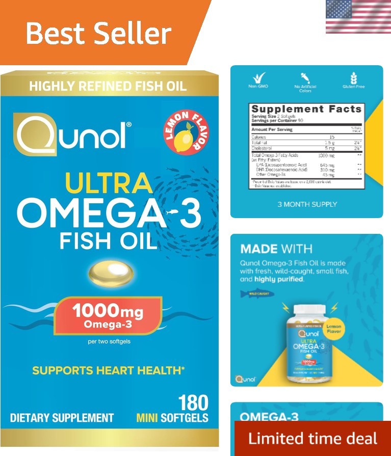 Easy to Swallow Omega-3 Softgels 1000mg – Ultra Pure Fish Oil in 180 Count