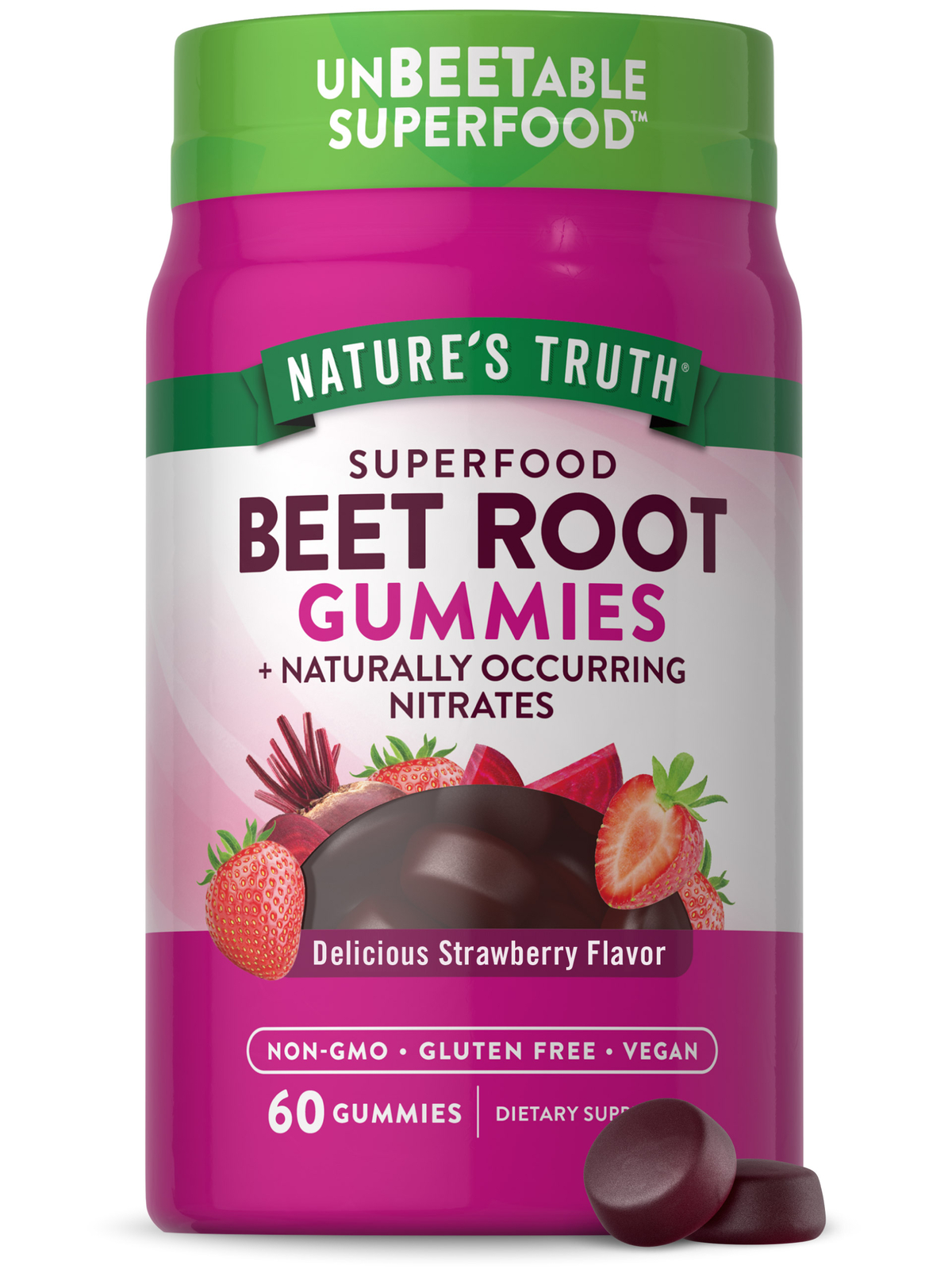 Beet Root Gummies | 60 Count | Superfood | Non-GMO | by Nature’s Truth