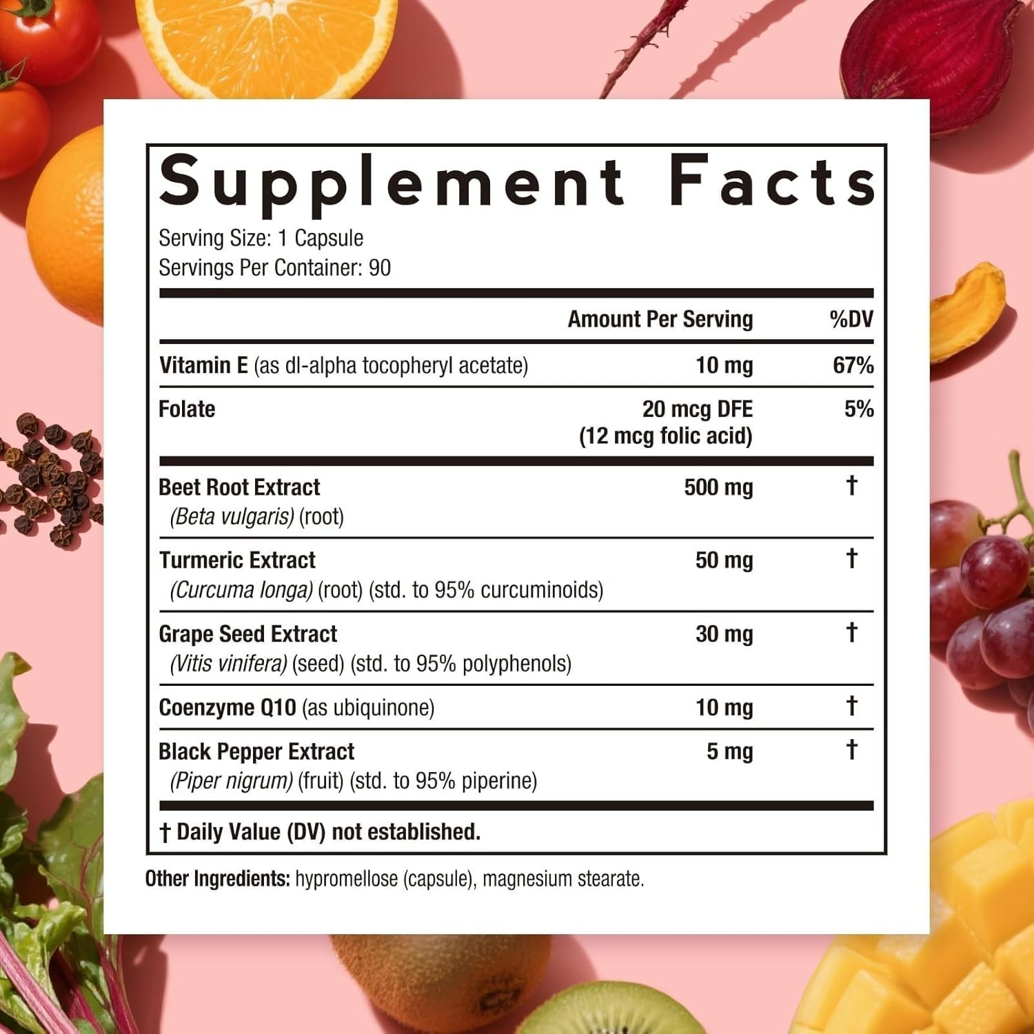 Beet Root Capsules, Beet Root Extract with Grape Seed, CoQ10, Turmeric, Black…