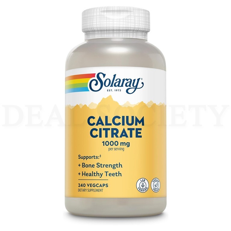 Solaray Calcium Citrate 1000mg Chelated Calcium Supplement 240 VegCaps