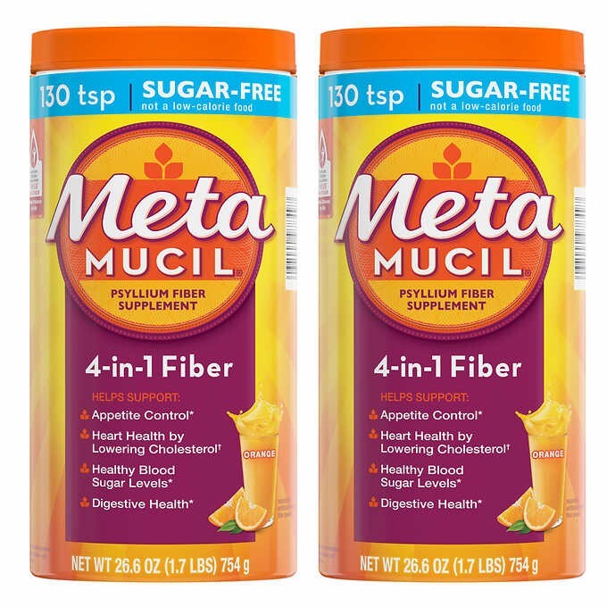 Metamucil Fiber Supplement, 26.6 Oz, Orange, Sugar Free, 130 Servings 2 Pack