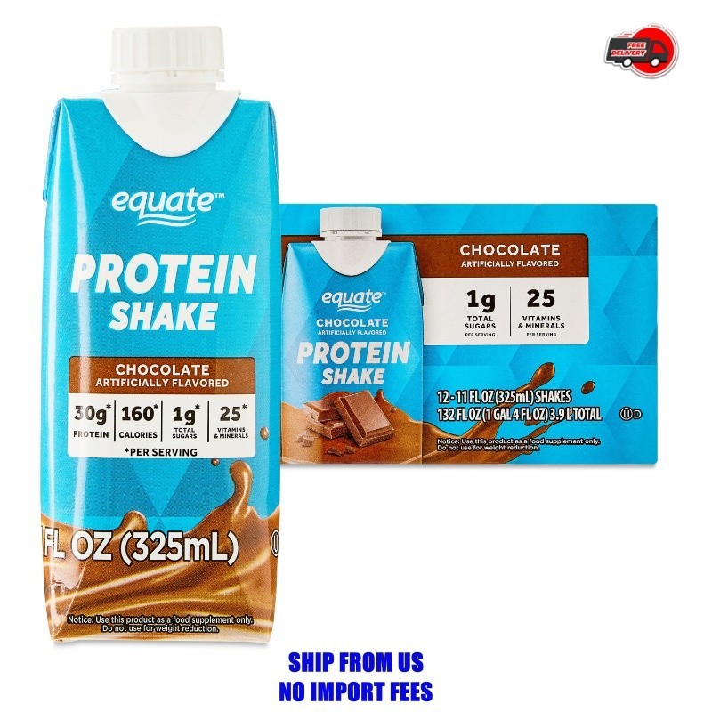 Equate Protein Shake, Chocolate, 11 fl oz, 12 Count