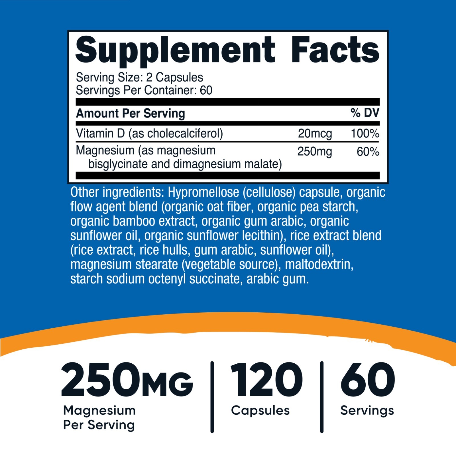 Nutricost Magnesium Glycinate + Malate (250mg) 120 Capsules – High Absorption