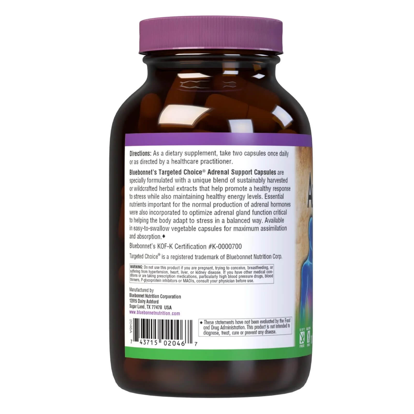 Bluebonnet Targeted Choice Adrenal Support 120 Veg Capsules