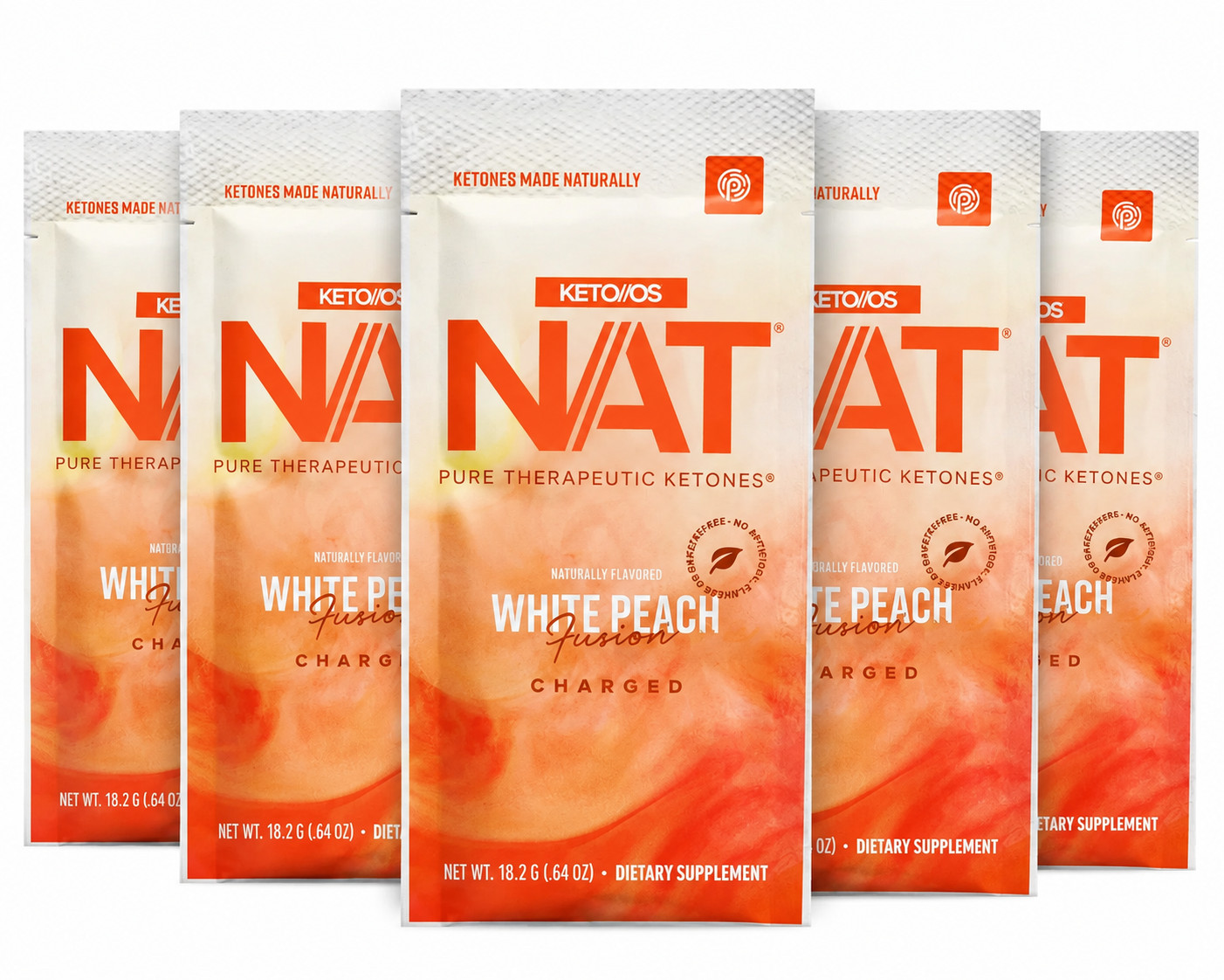 Pruvit White Peach Fusion Keto OS NAT Ketones Pack of 5 Expires 5/27