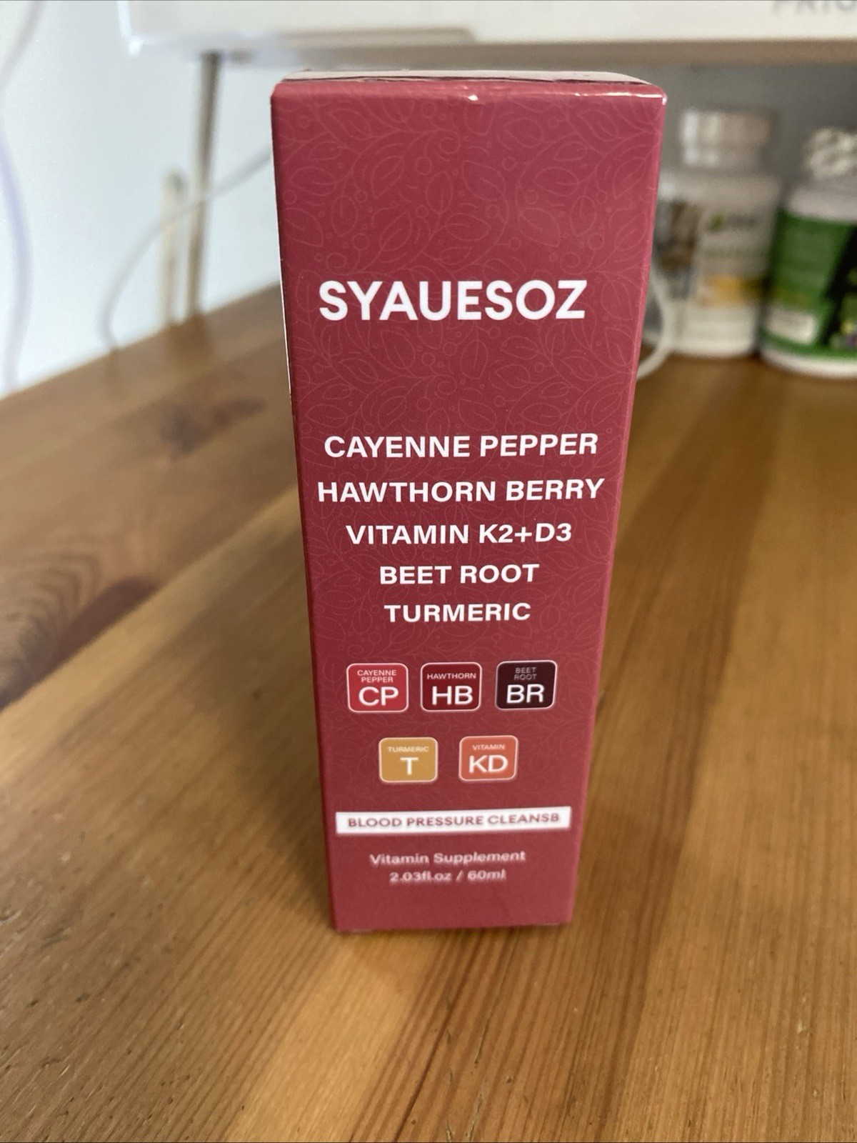 Syauesoz Cayenne Pepper Hawthorn Beet Root Turmeric Vitamin K2+D3 Liquid Drops.