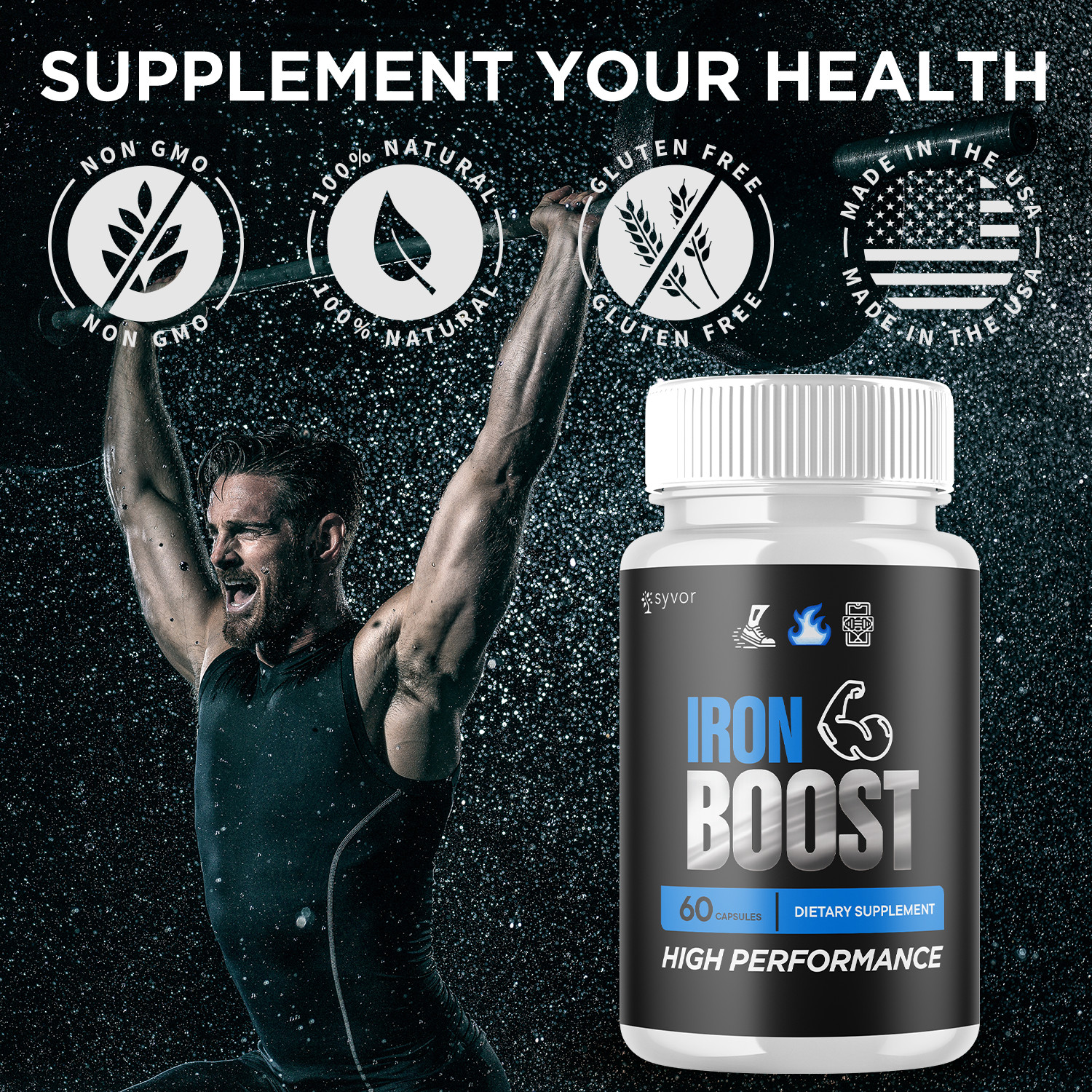 (2 Pack) Iron Boost Male Support Supplement Advanced Formula IronBoost 120 Caps