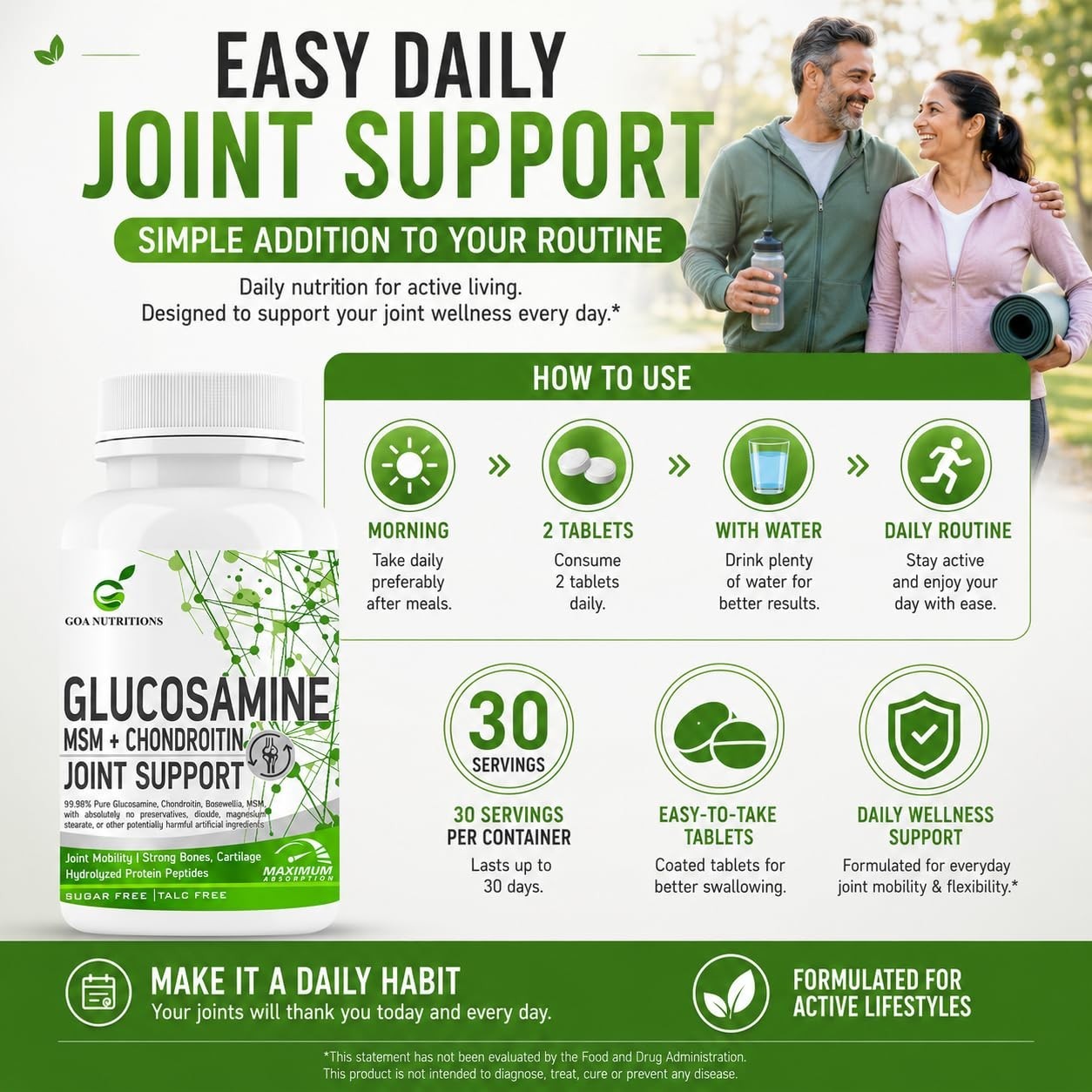 5 Pack G.OA Nutritions Glucosamine MSM 60 Tablets