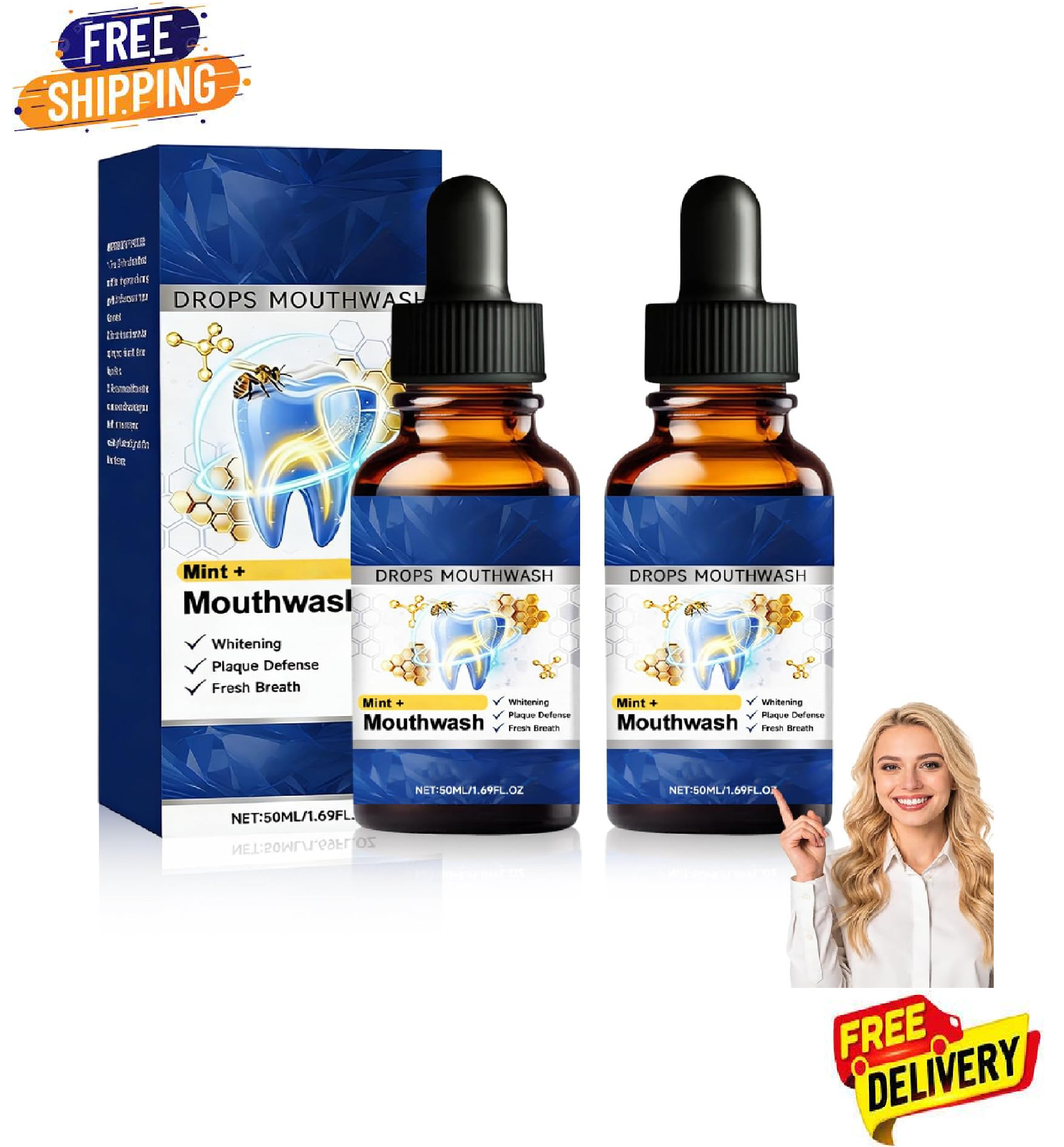 2PCS Beetakt Oral Repair Solution, Mint Flavored Oral Mouthwash, Professional Gu