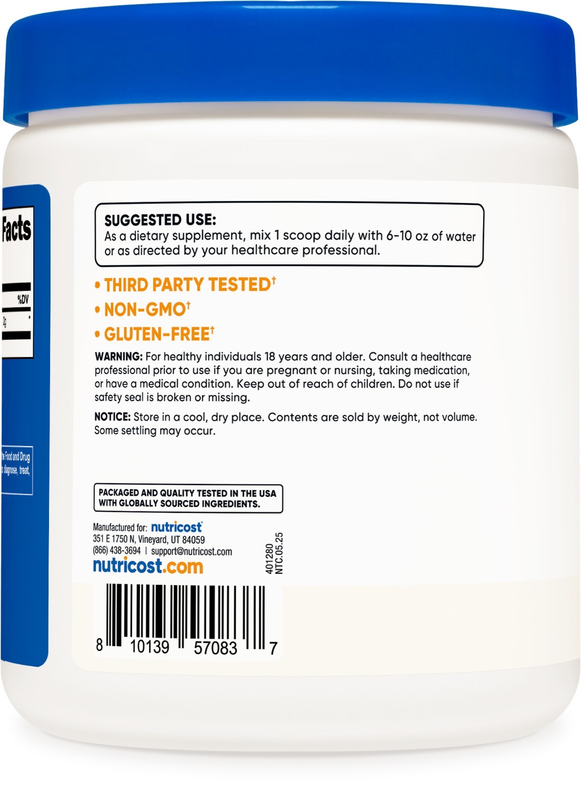 Nutricost Taurine Powder 250 Grams – 125 Servings, 2000mg Per Serving