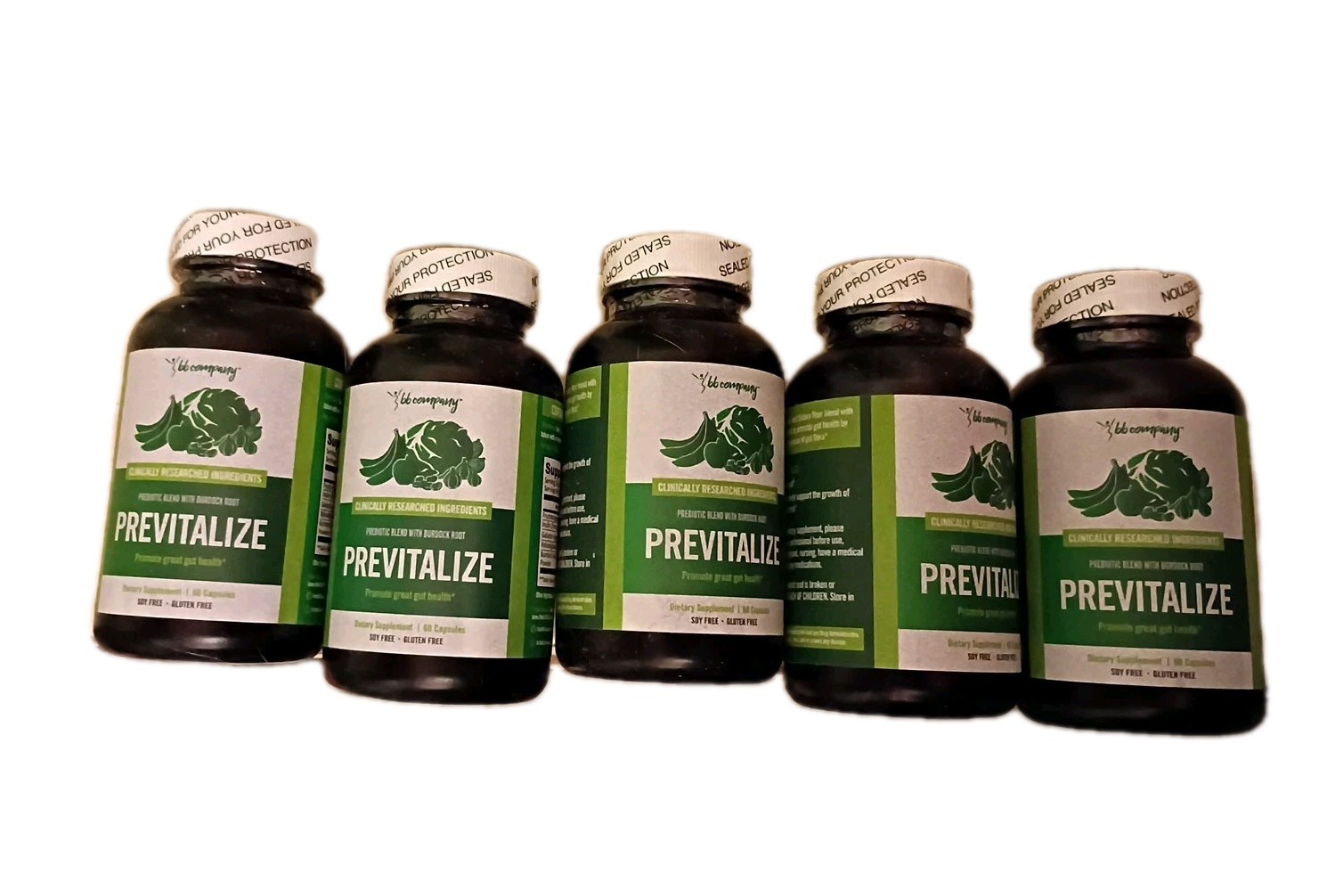 BB Company Previtalize Super Prebiotic Herbal Blend Exp 8/26 Lot Of 5× 60 Count