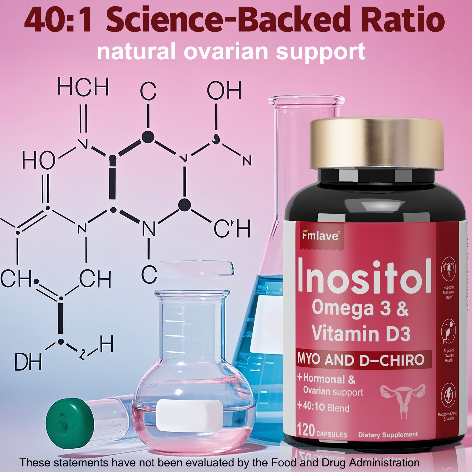 Myo-Inositol & D-Chiro Inositol Supplement for Women | Hormonal Balance 120 caps