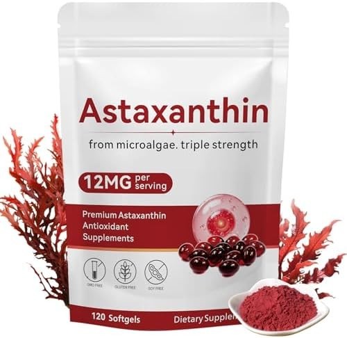 Astaxanthin 12mg, 120 Softgels, Premium Astaxanthin Antioxidant Supplements with
