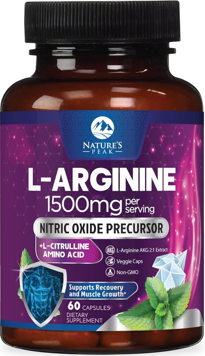L-Arginine 1000mg Supplement – Premium Muscle & Heart Health Support Capsules