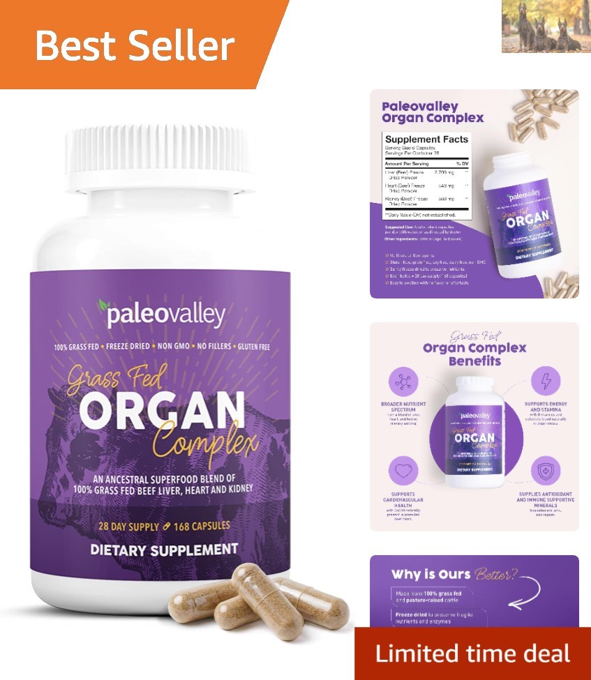 Paleo-Friendly Grass-Fed Beef Organ Complex – Nutritional Capsules, Unflavored