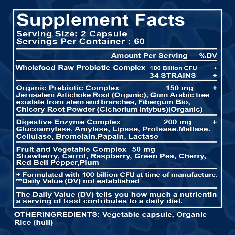 Probiotics Digestive Enzymes 100 Billion CFU Potency Immune Health 360 Capsules