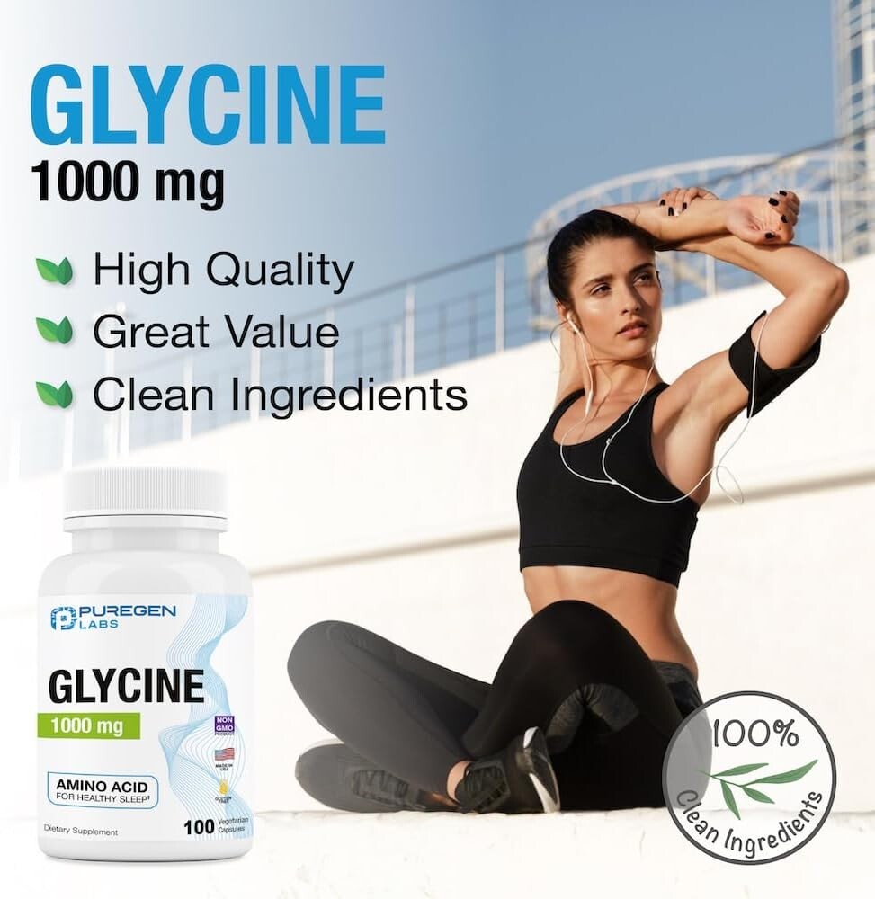 Puregen Labs Glycine | 1000 mg 100 Veg Capsules | 1Pk | Exp. 07/27