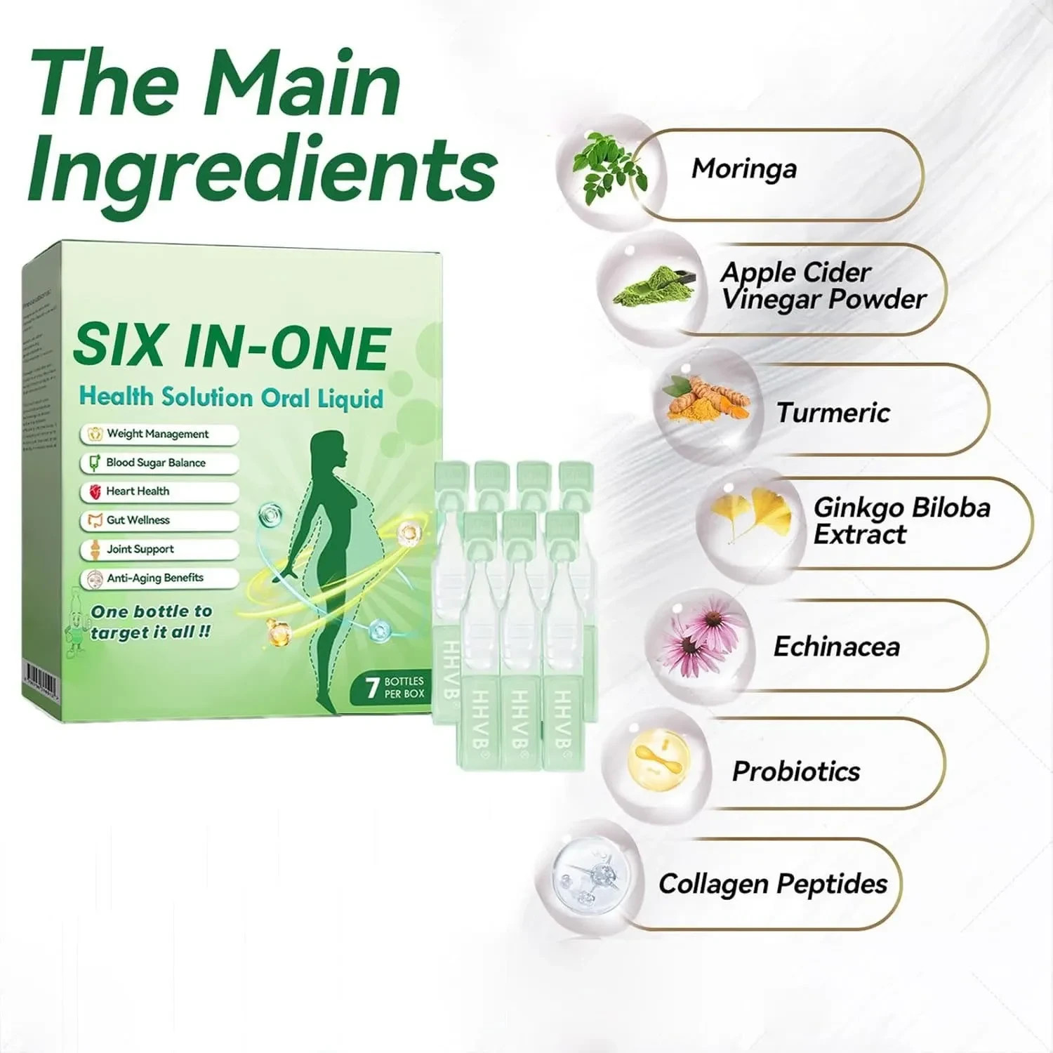 Six-in-One Health Solution Oral Liquid, One Bottle to Target It All HOT US