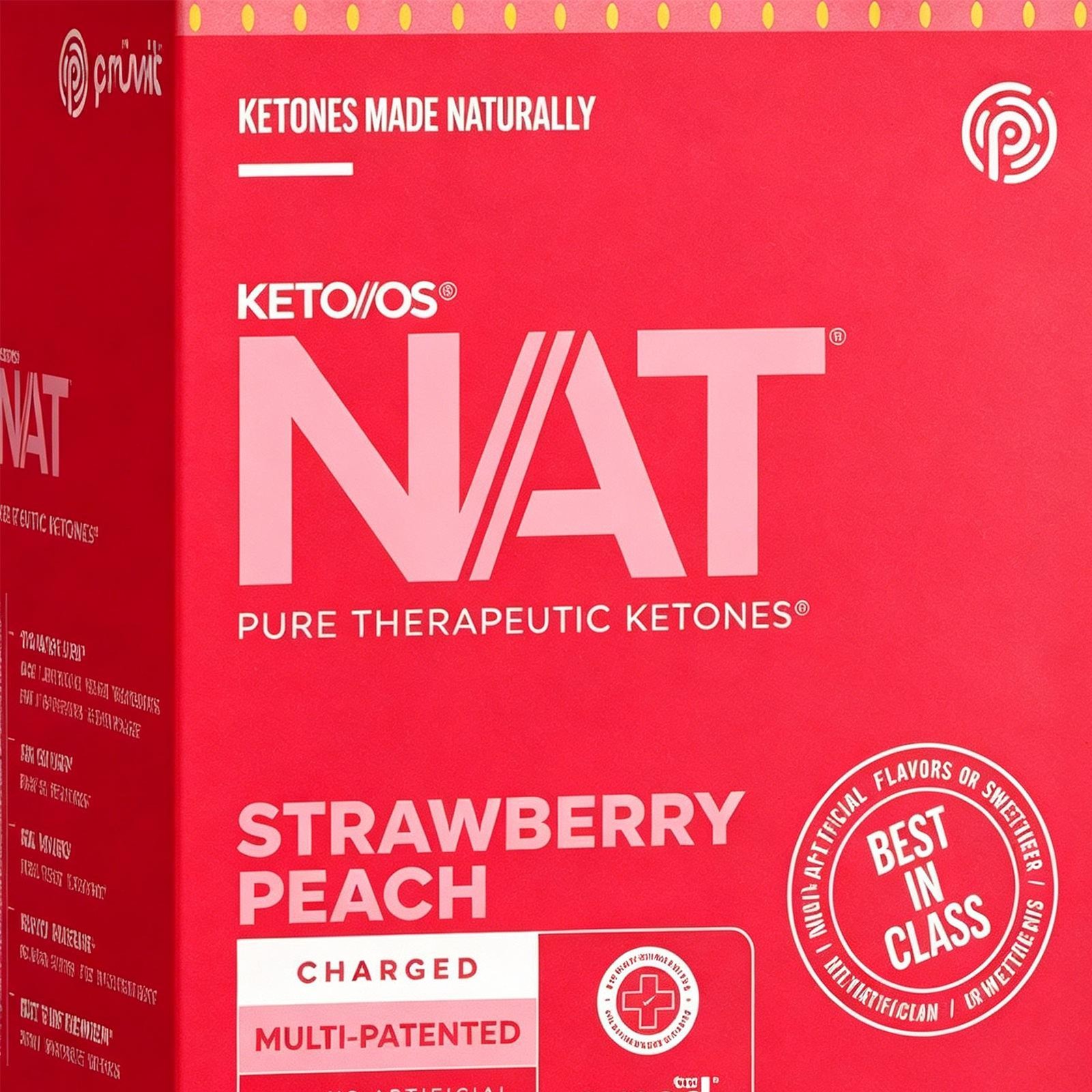 PRUVIT Ketone Drink Keto Nat STRAWBERRY PEACH Charged 20 Pack