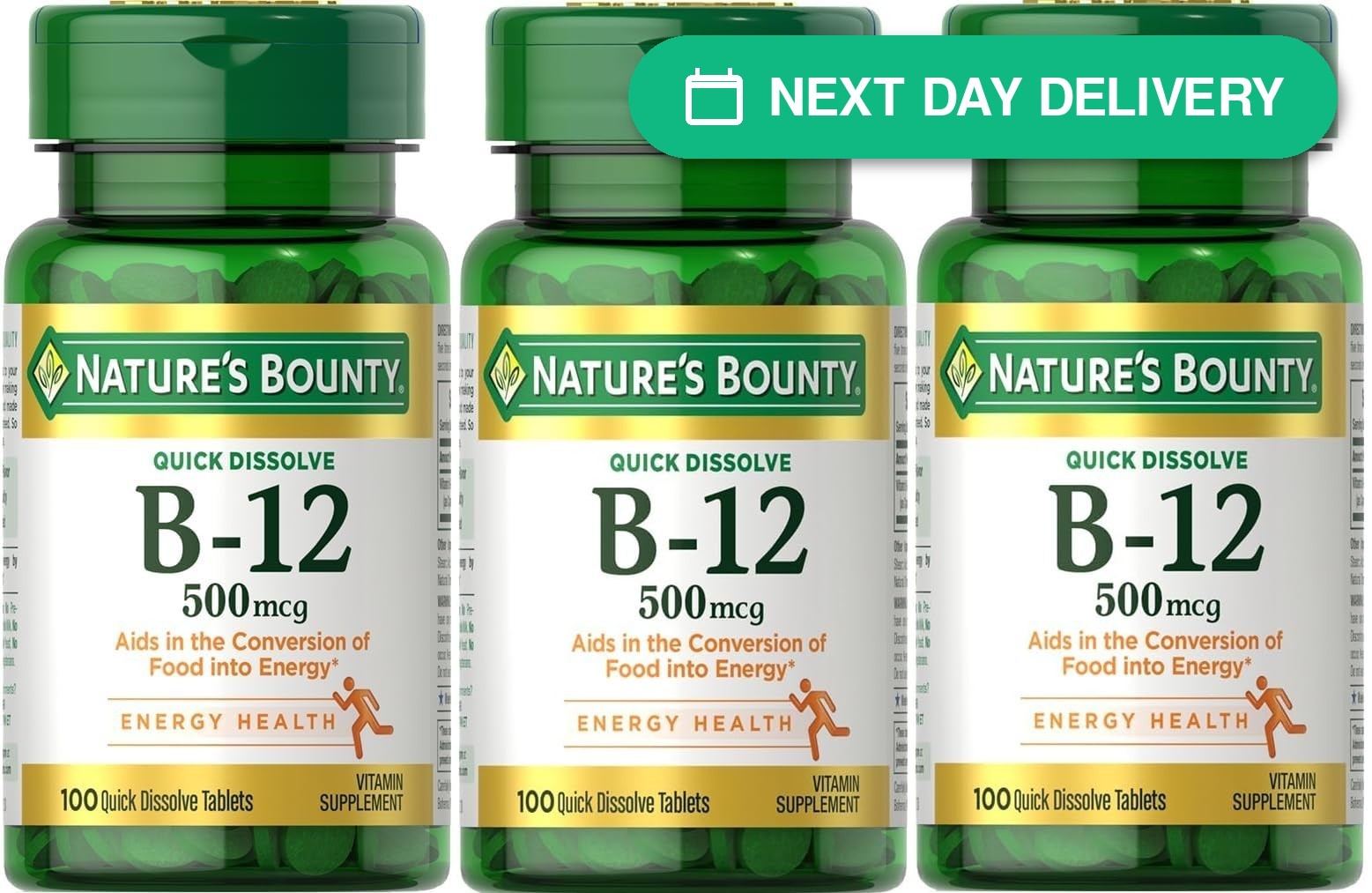 Nature’s Bounty B-12 Quick Dissolve Tablets 500mcg Cherry Flavor 300 Count