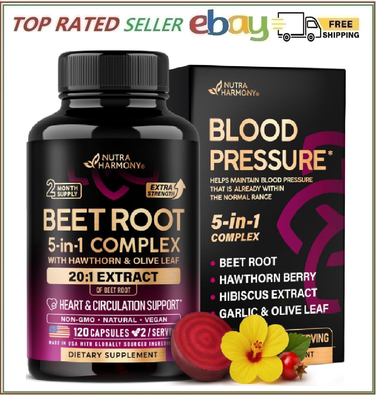 Beet Root Capsules – Healthy Blood Pressure Support Supplement** for Heart & Cir