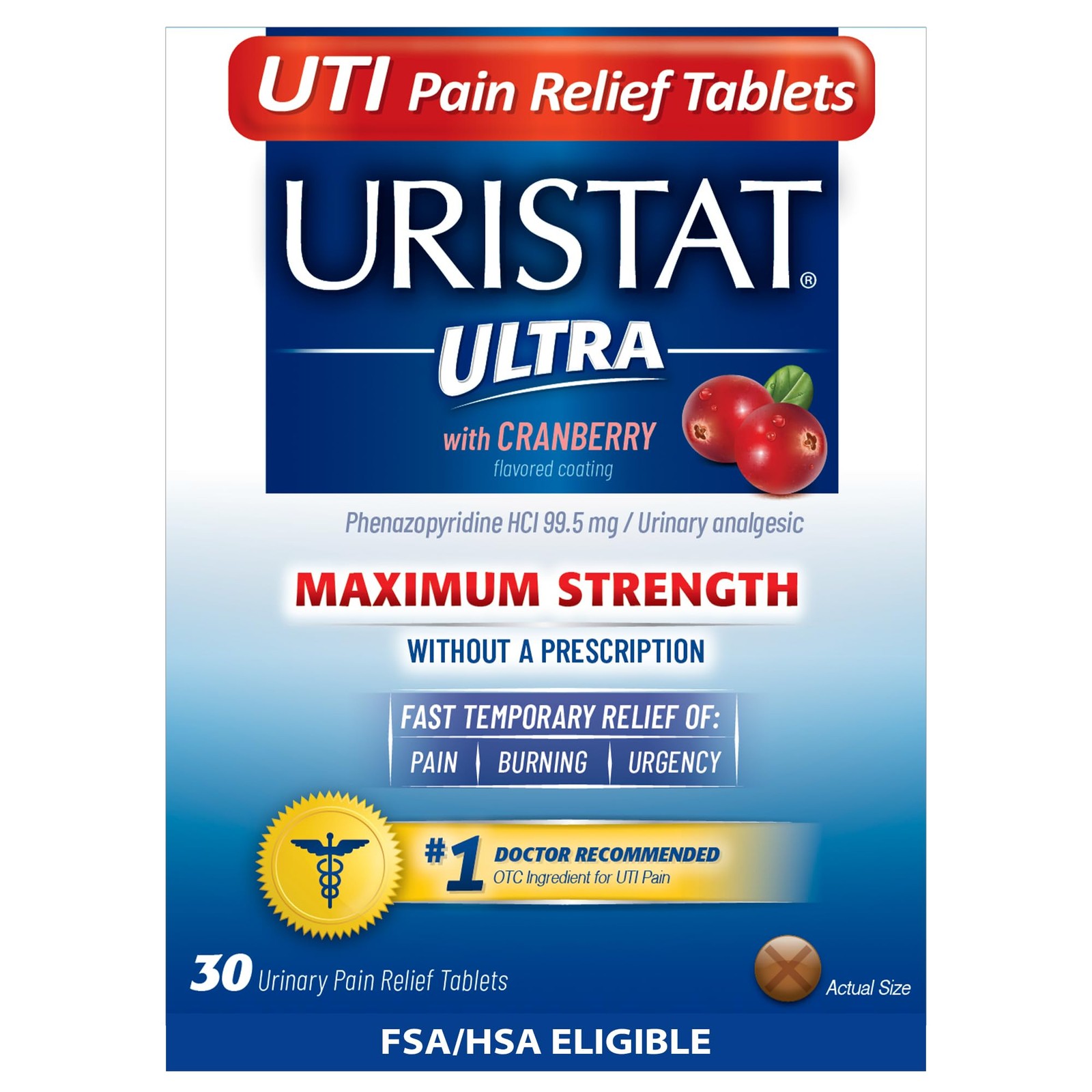 Ultra Strength UTI – Ease Pain, Burning & Urgency, Cranberry Flavor, 30 Count